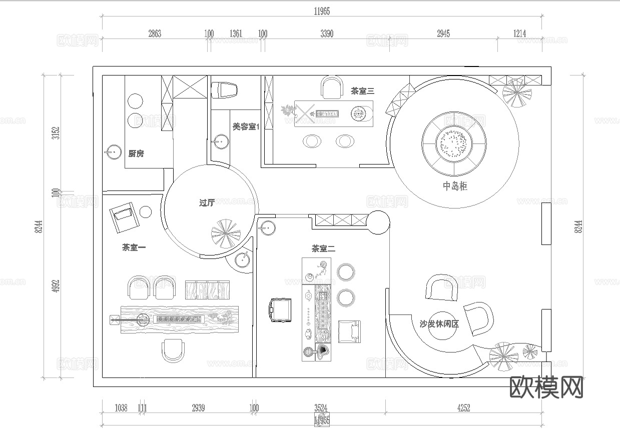 茶楼 茶馆  最新平面施工图合集cad施工图