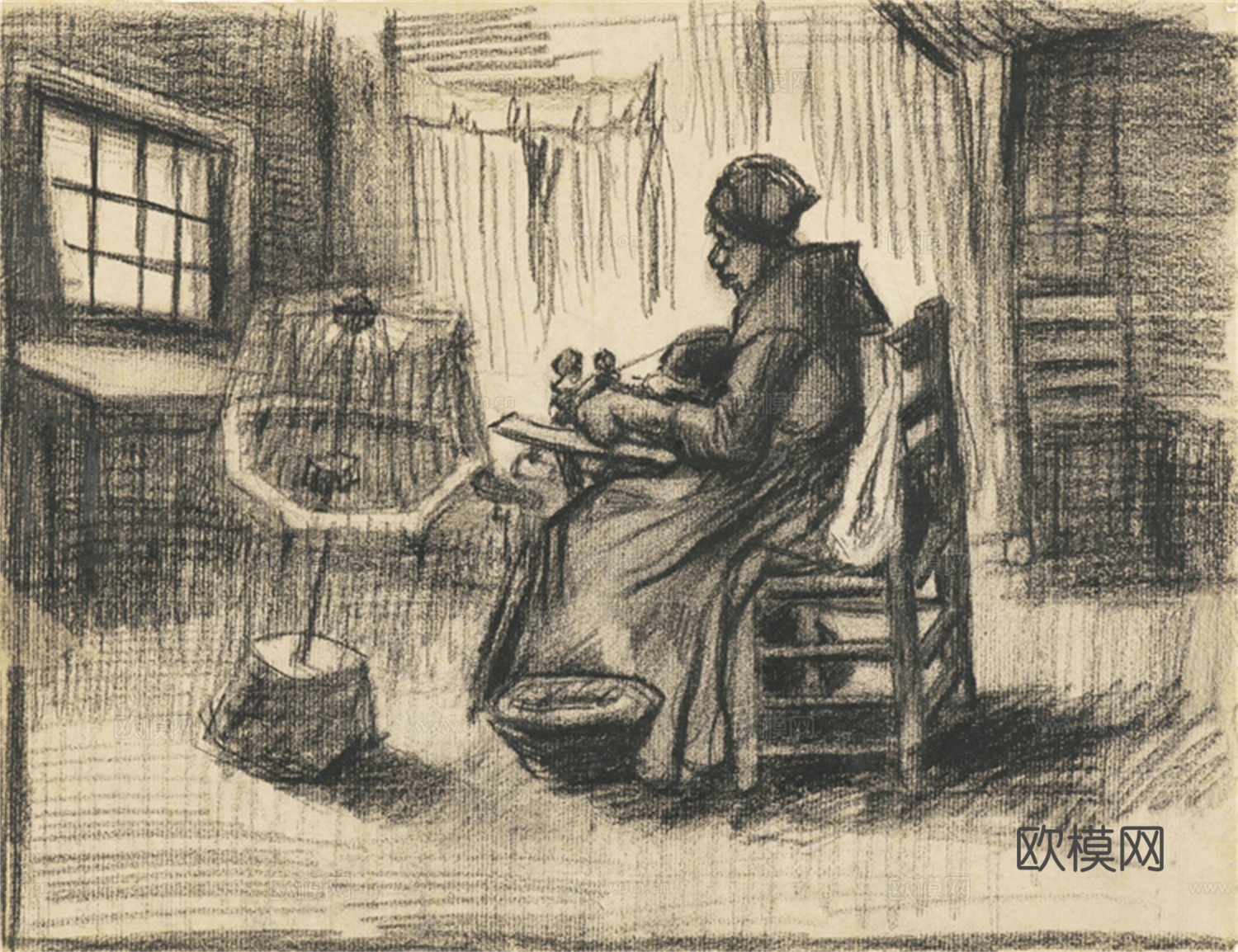 梵高后印象派素描绘画作品，现代世界经典名画611 梵高 VI