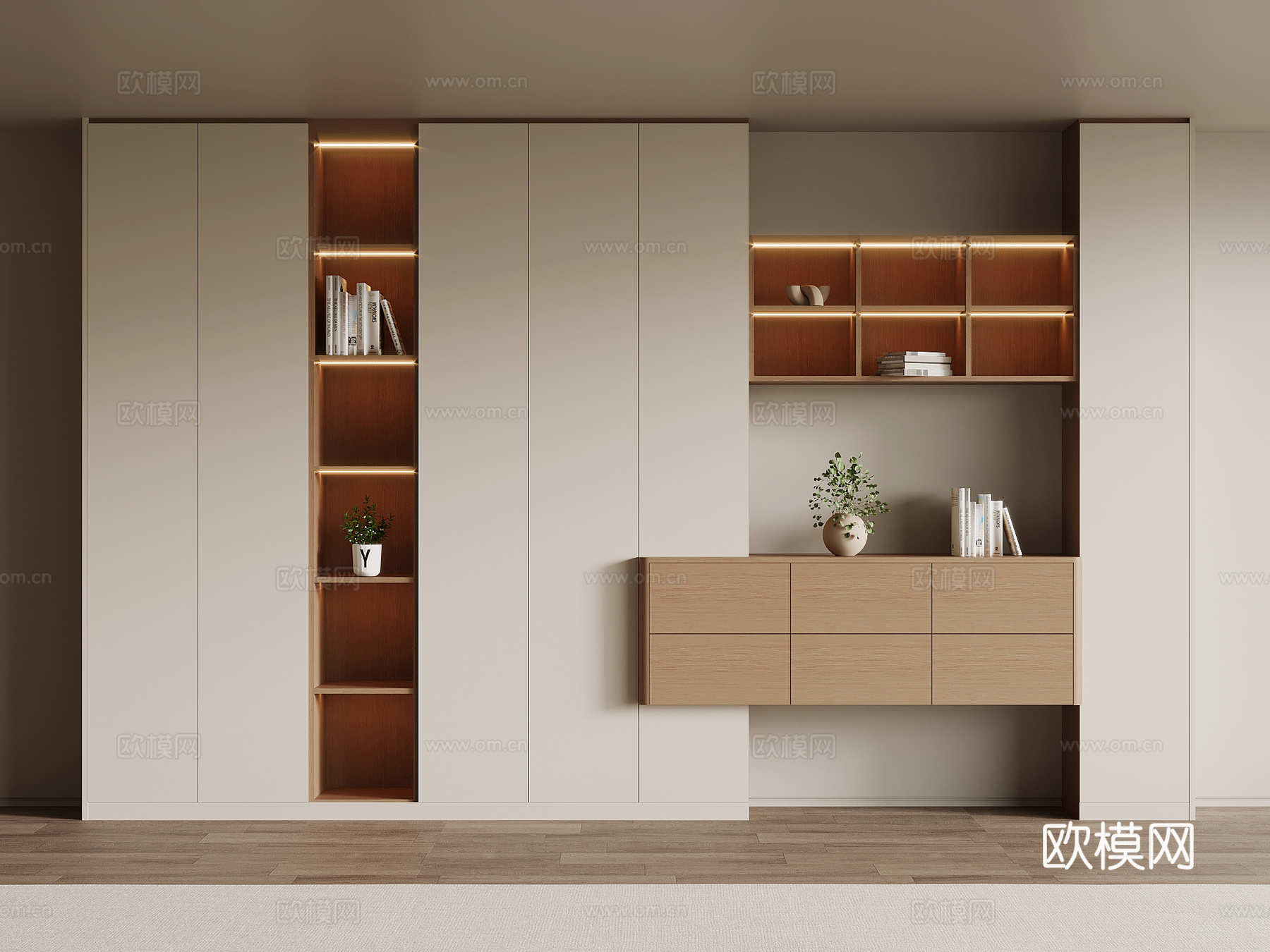 现代简约书柜su模型