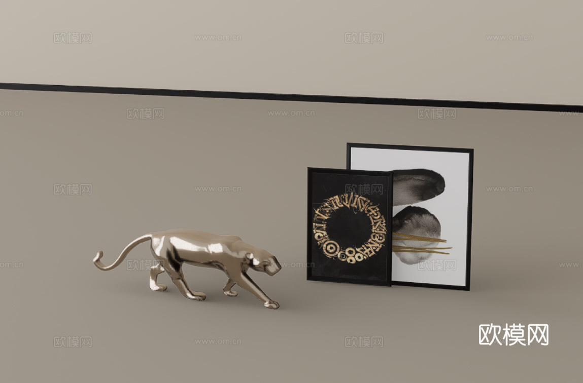 摆件组合su模型下载（渲染图1）