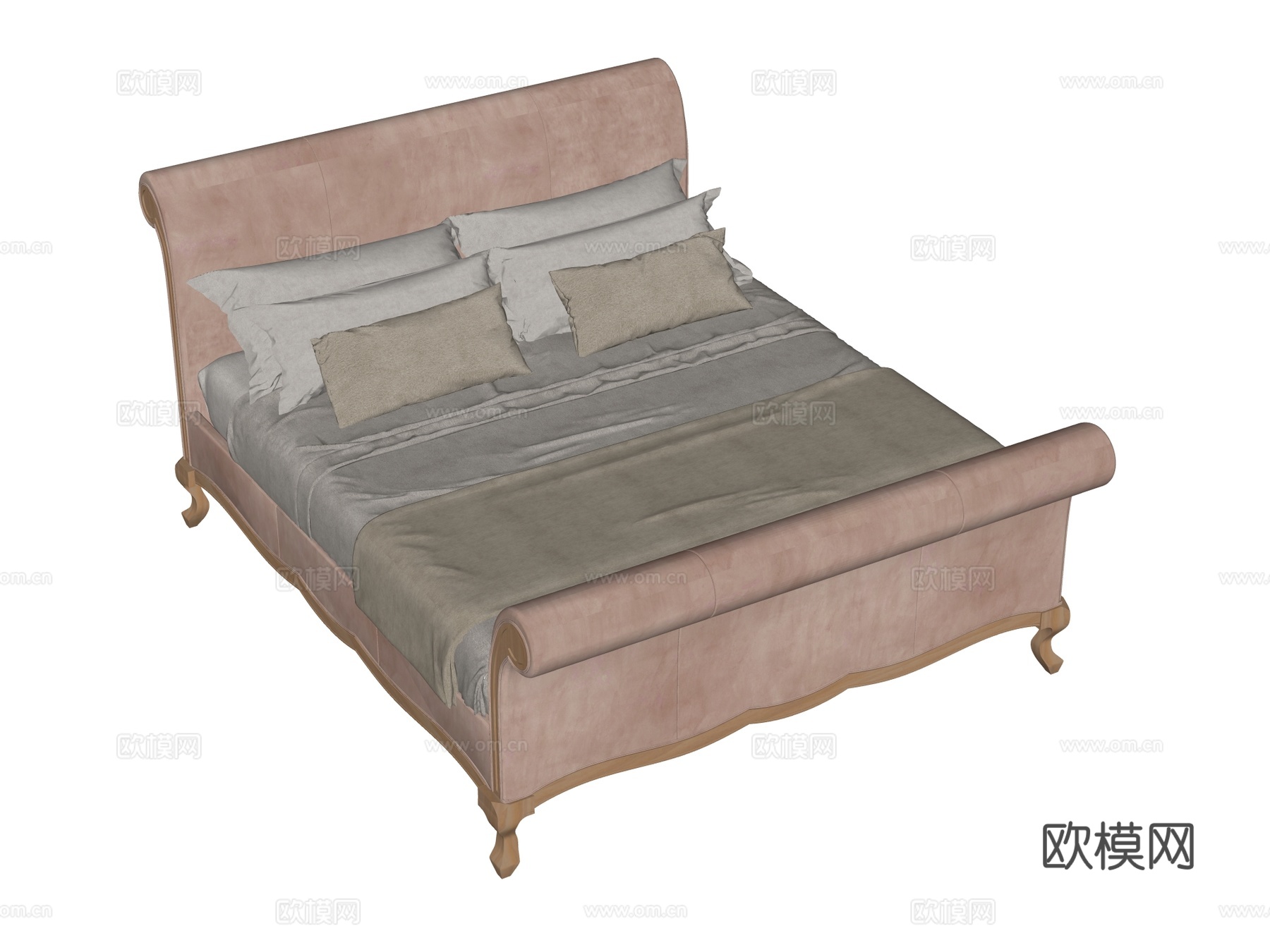 复古欧式床 双人床su模型