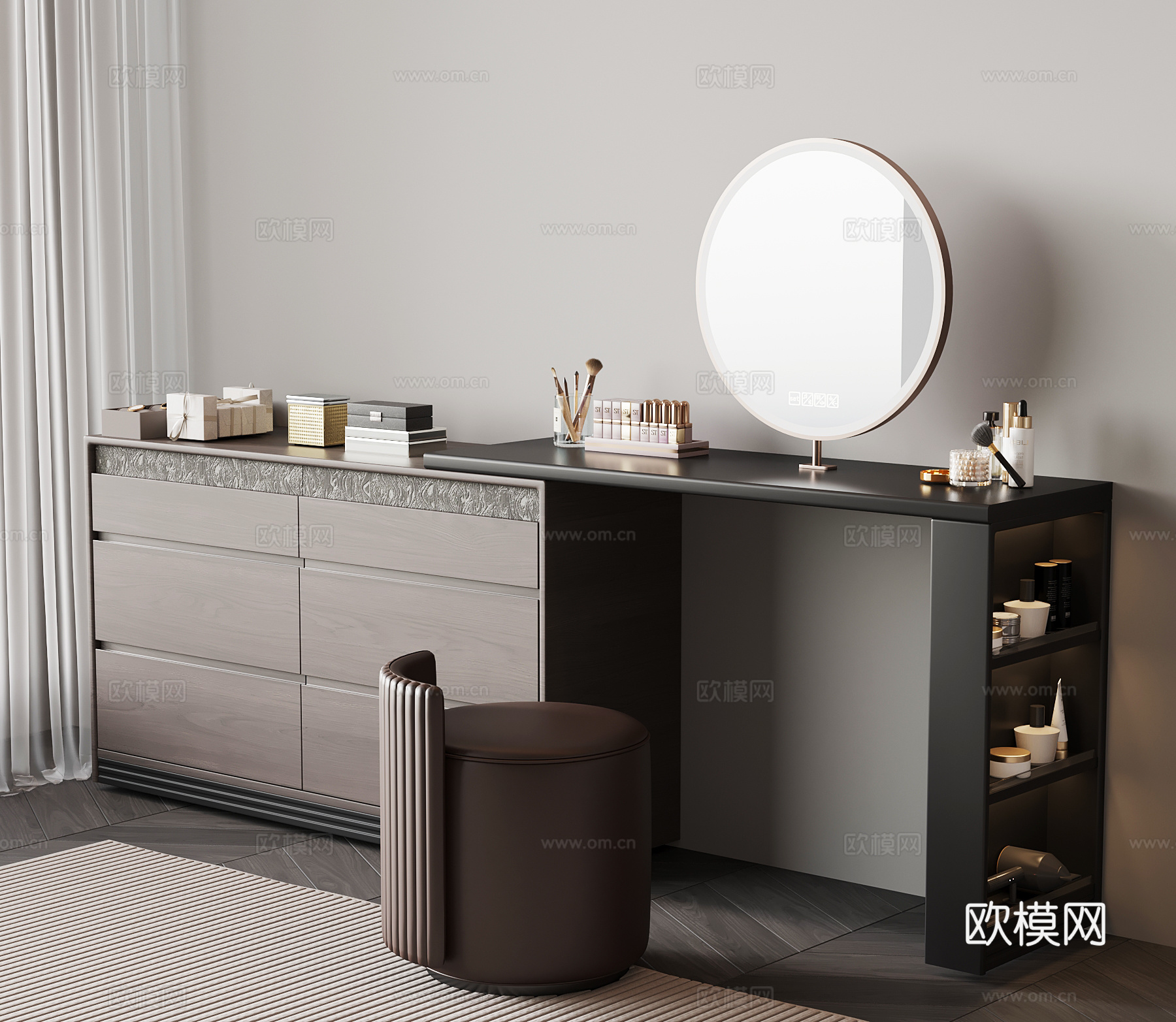 现代意式梳妆台免费3d模型