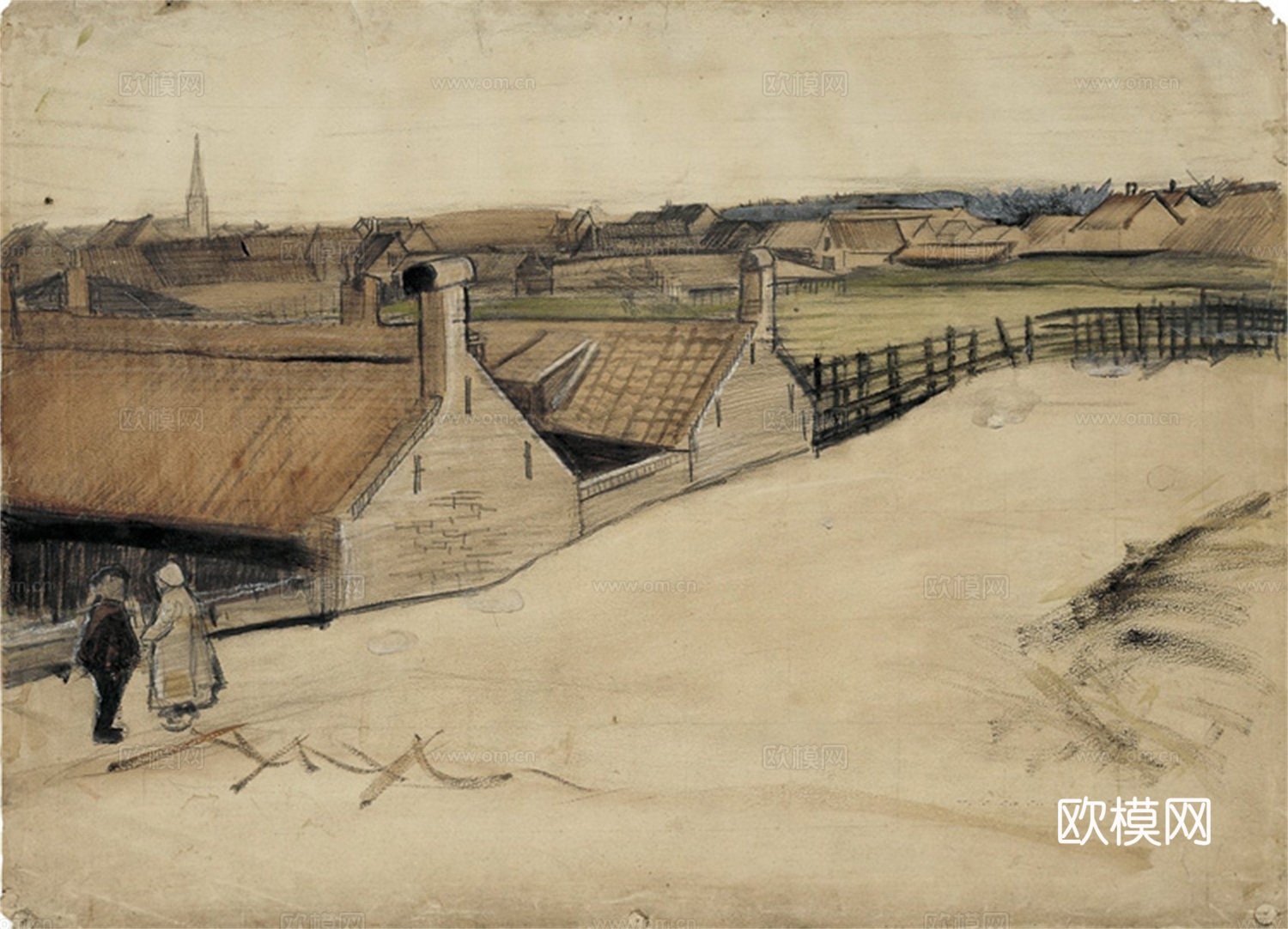 梵高后印象派素描绘画作品，现代世界经典名画608 梵高 Vi