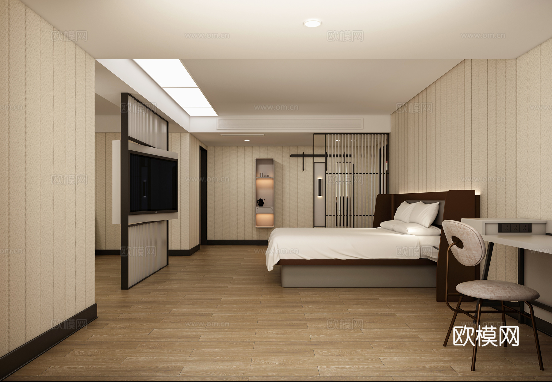 现代酒店客房套房大床房家庭房公寓宿舍汉庭3d模型