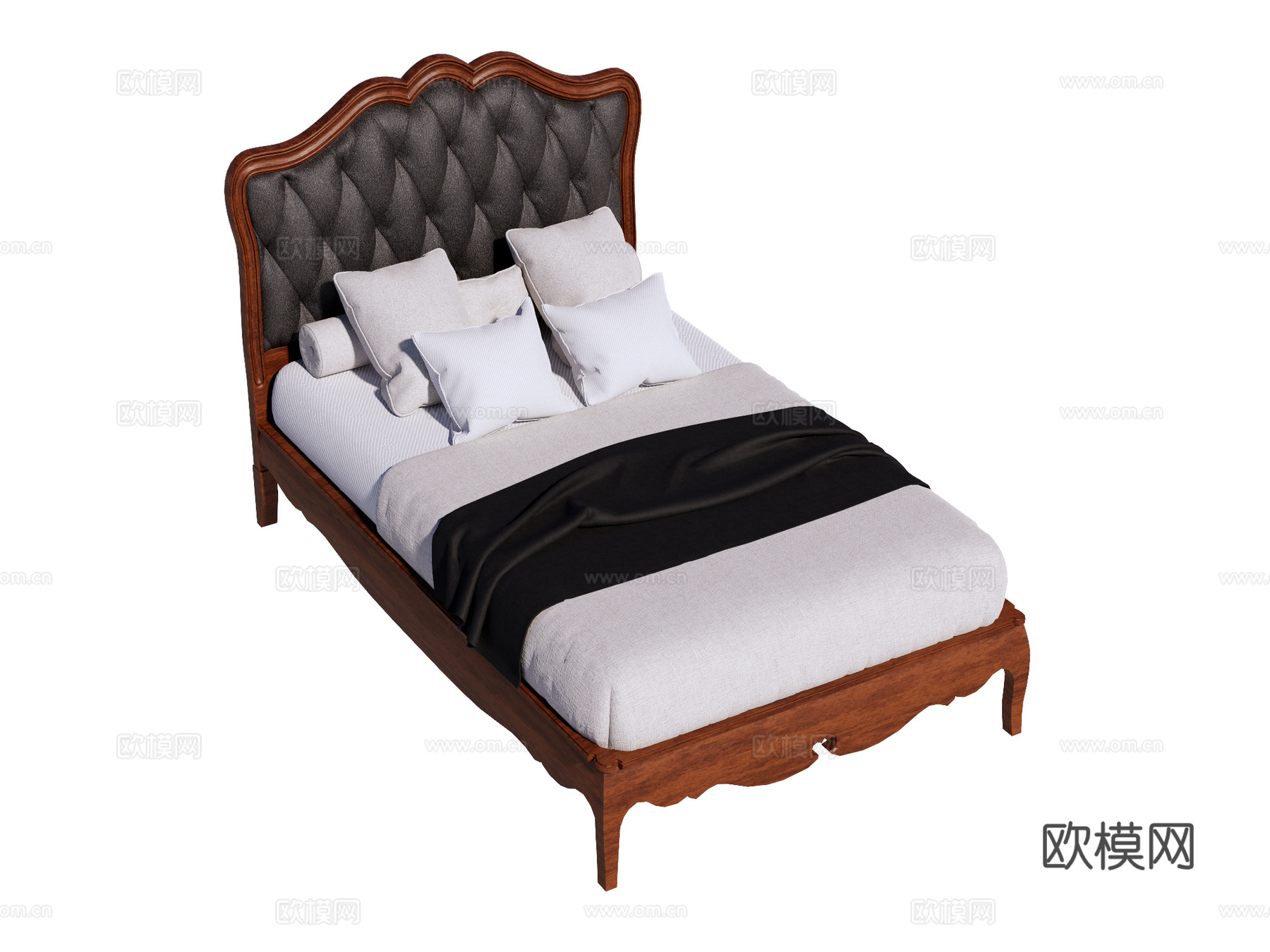 复古欧式床 双人床su模型
