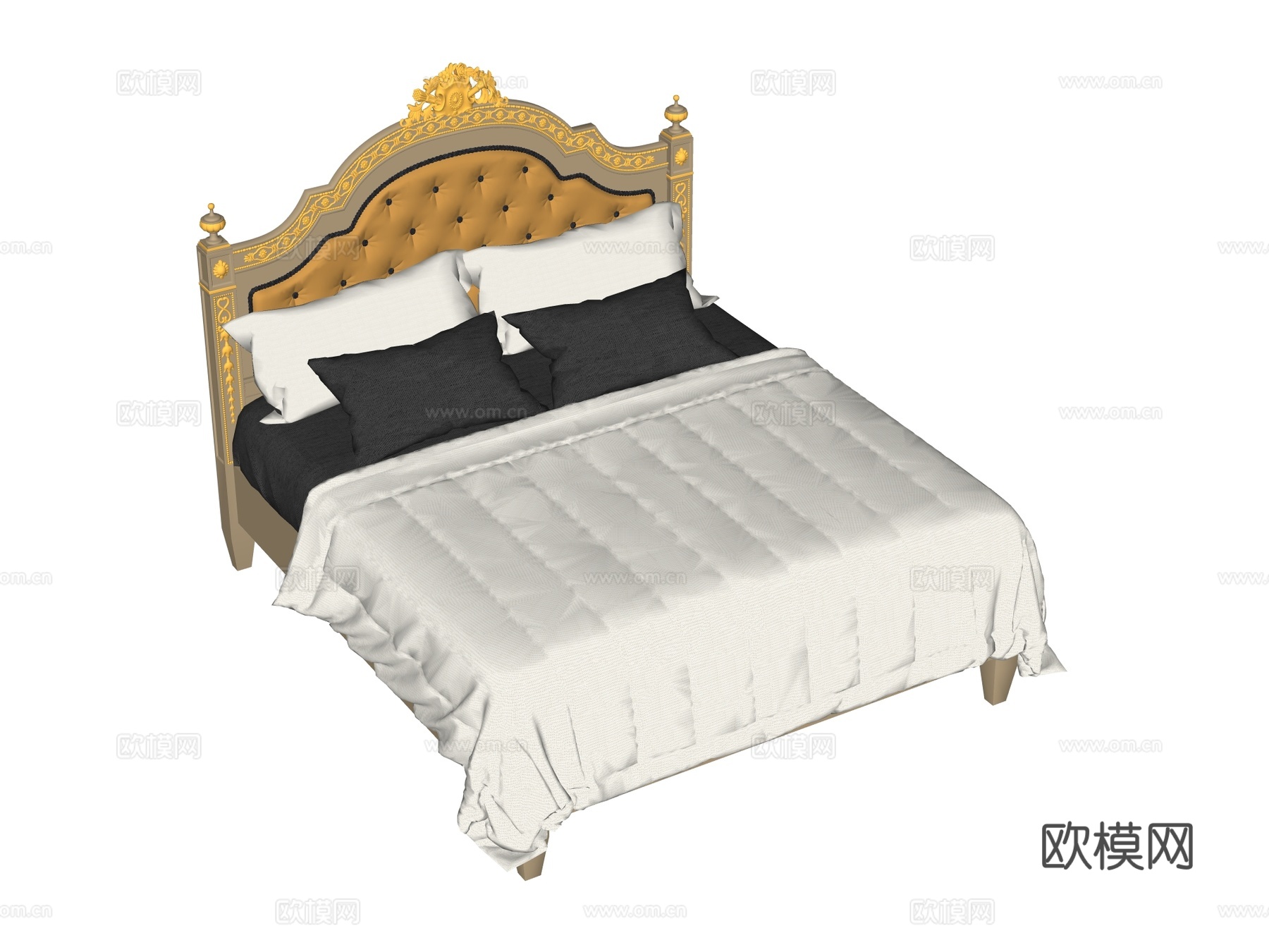 复古欧式床 双人床su模型