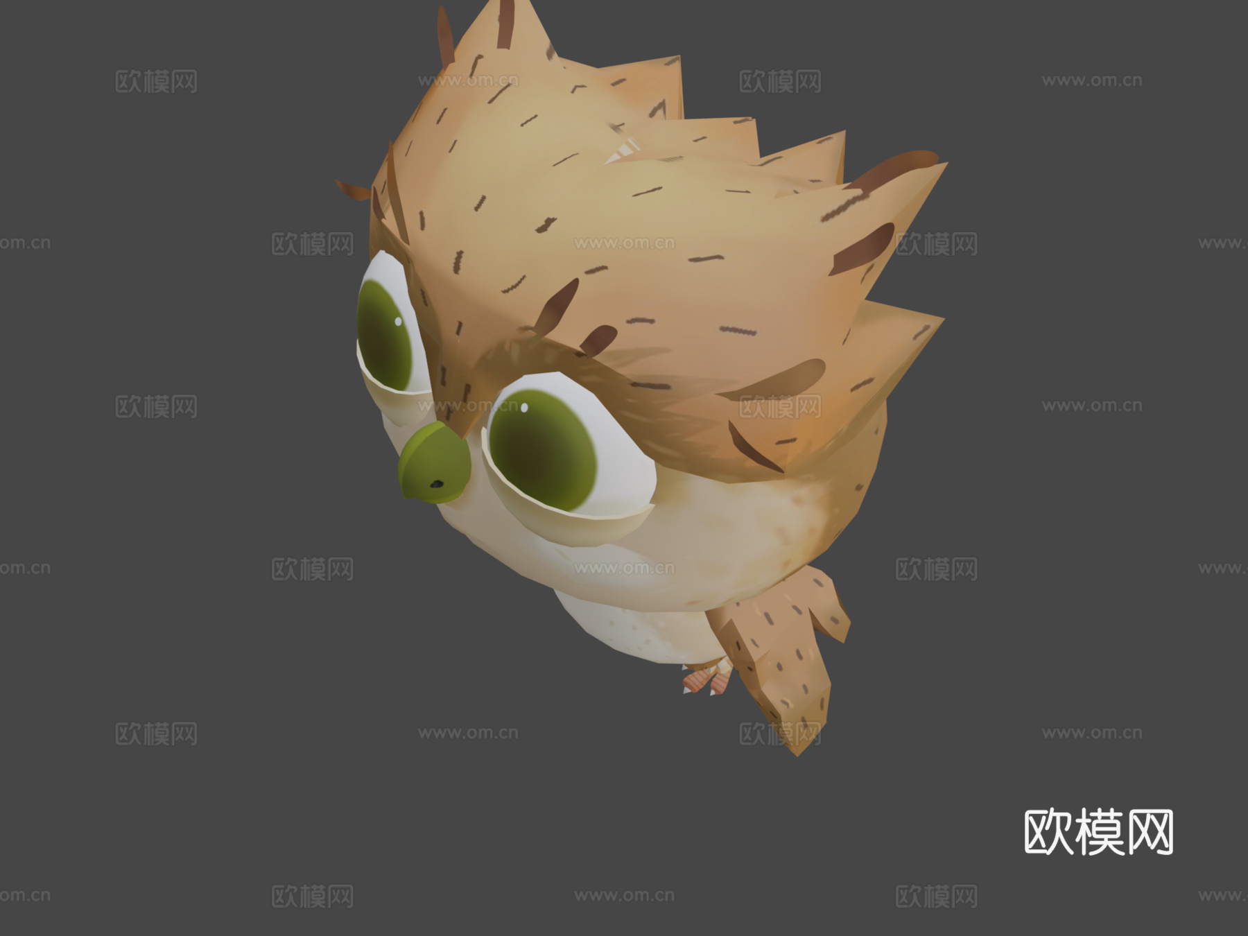 低多边形可爱猫头鹰3d模型下载（渲染图7）