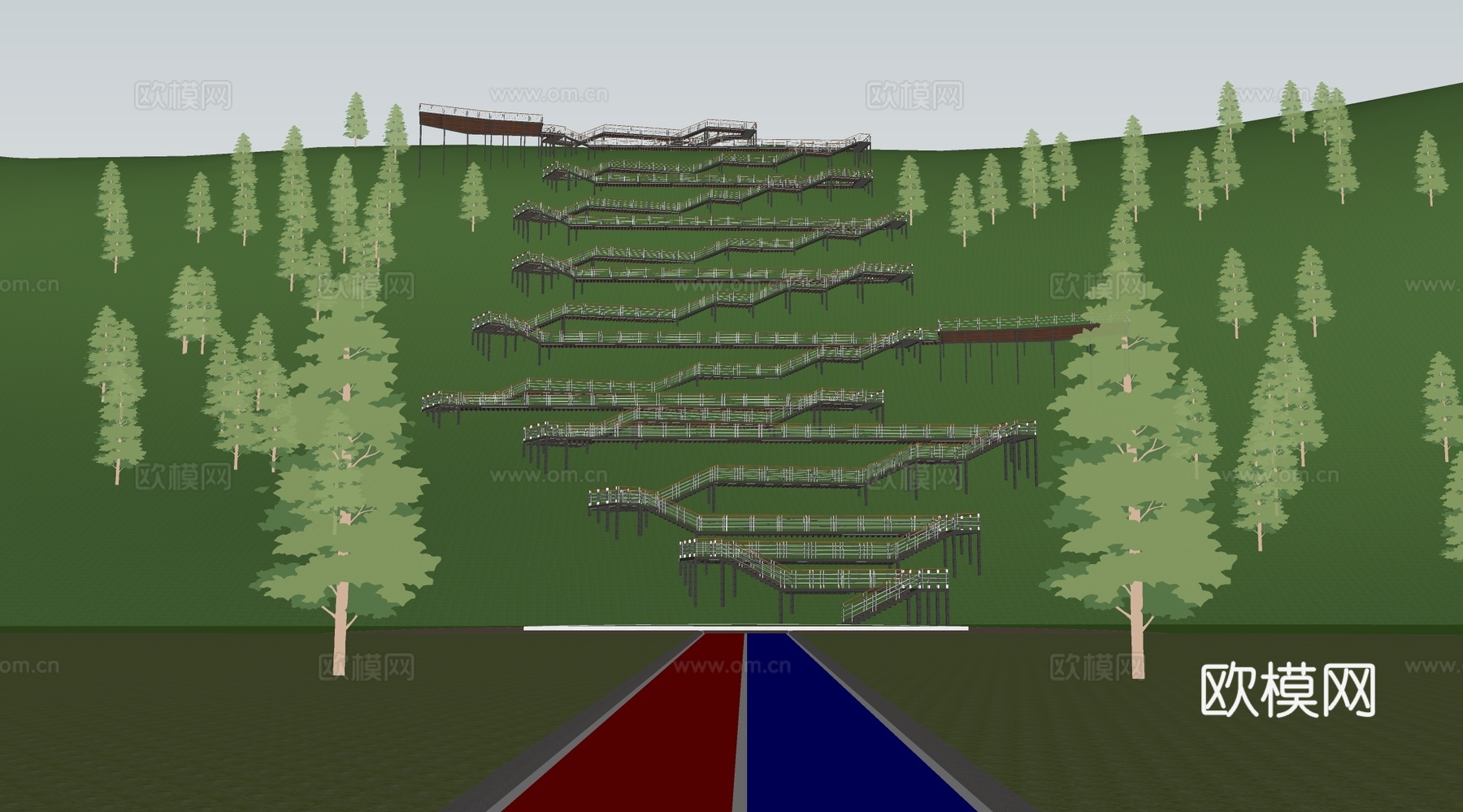 现代栈道 栈台 玻璃栈道 玻璃栈台 山体栈道 平台 公园su模型