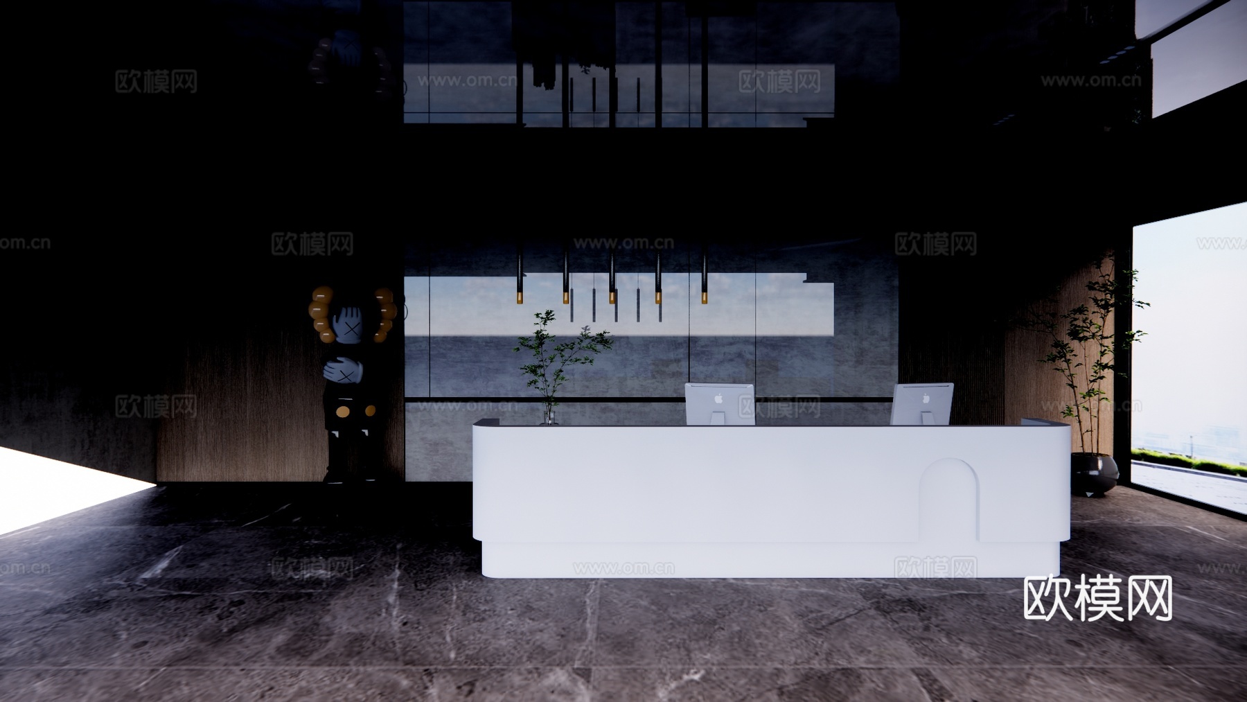 大厅 办公空间 电脑su模型