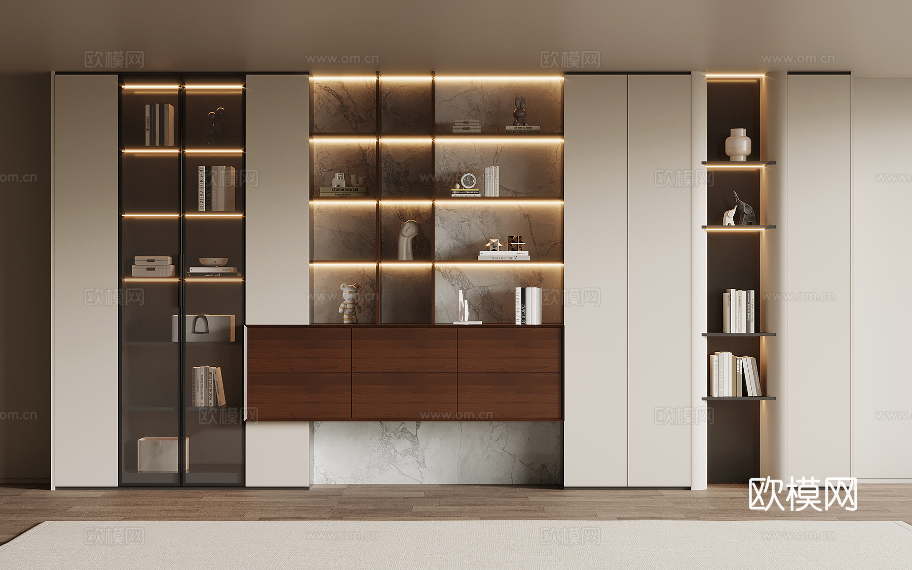 现代简约书柜su模型