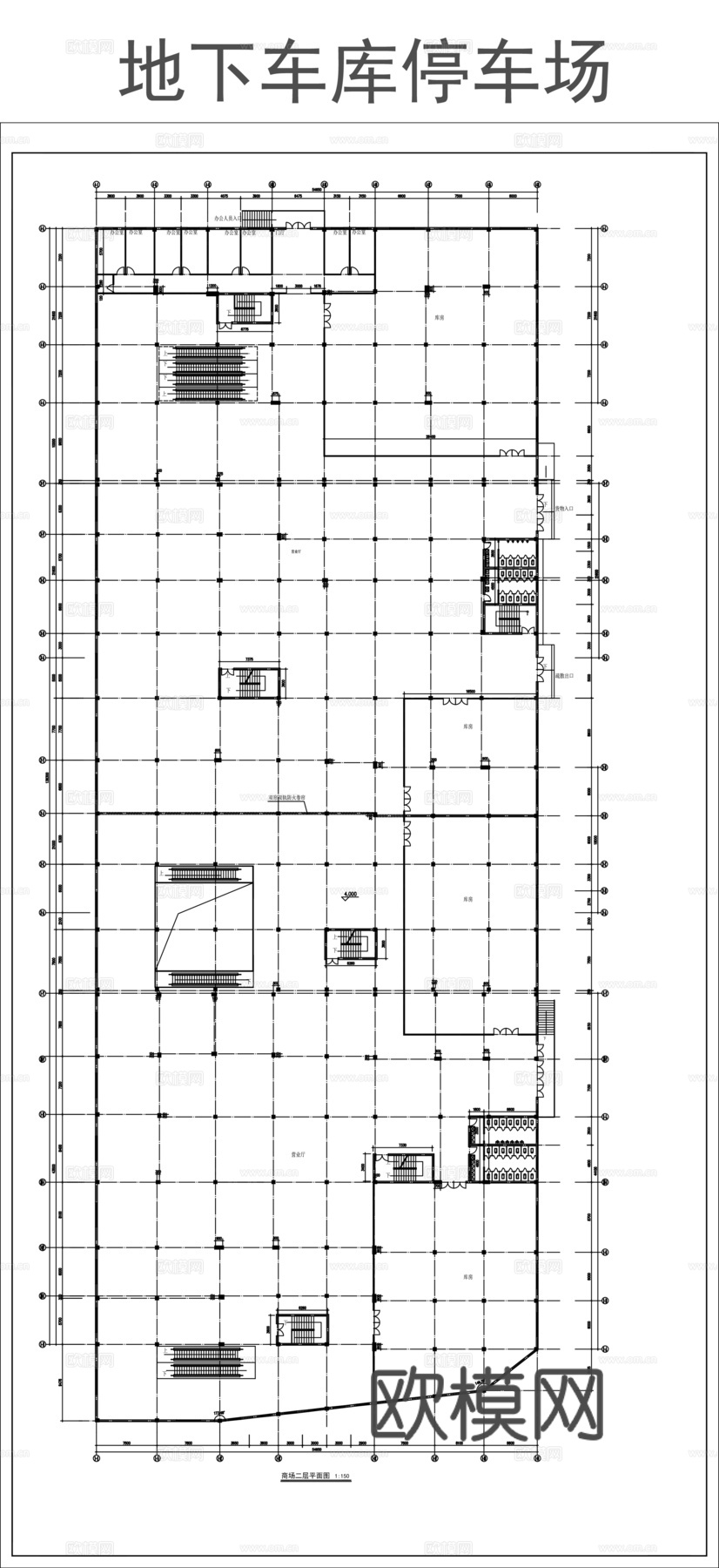 地下车库停车场cad施工图