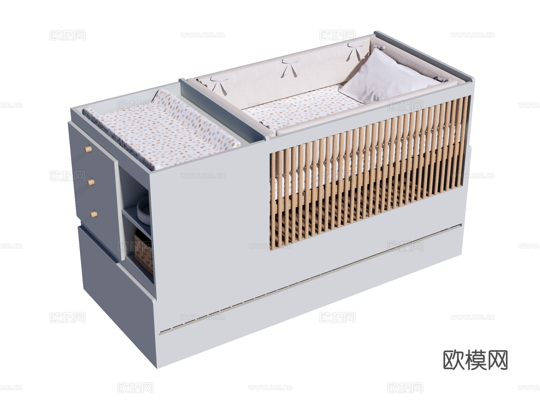 婴儿床 儿童床su模型