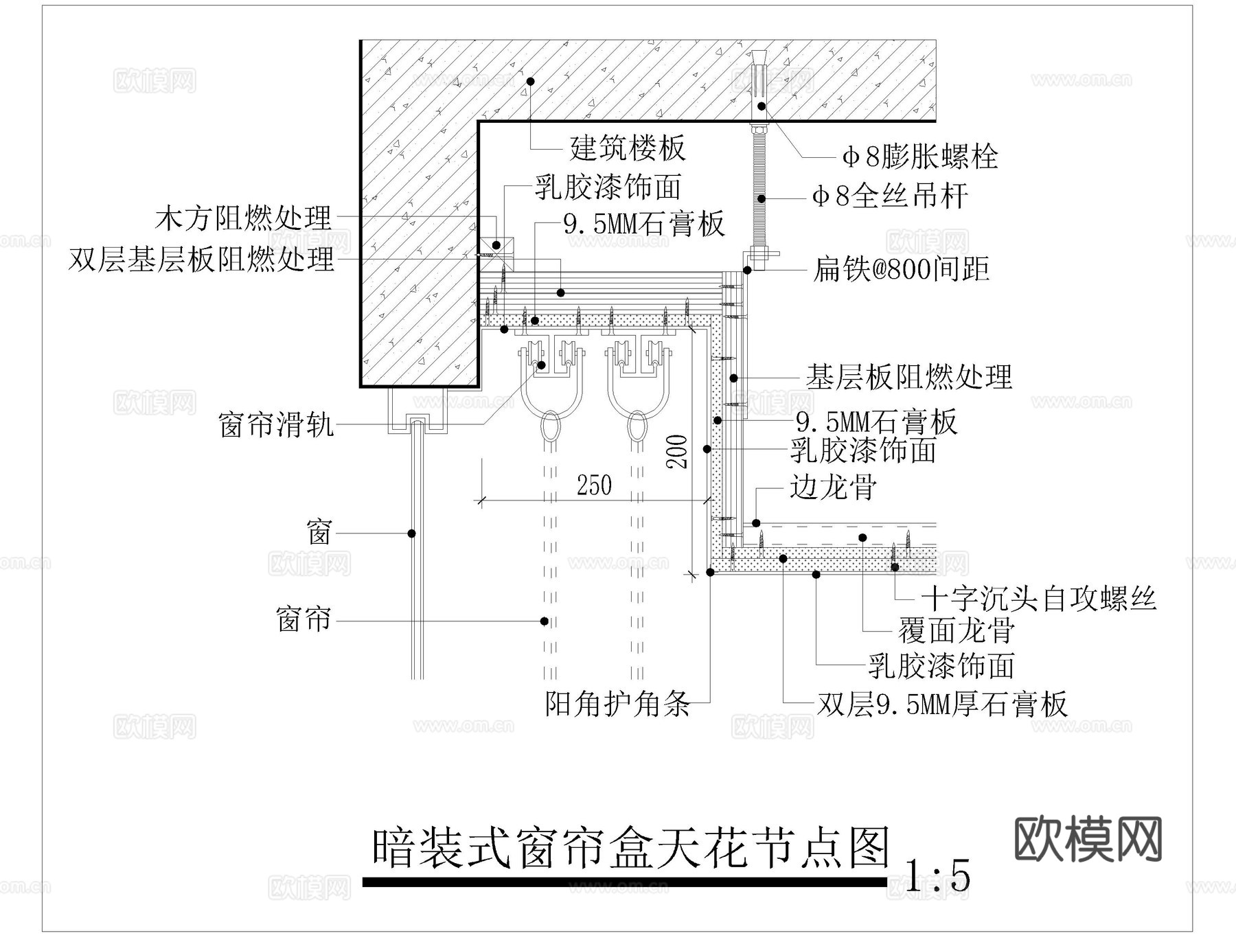 家装窗帘盒CAD施工图大样cad施工图