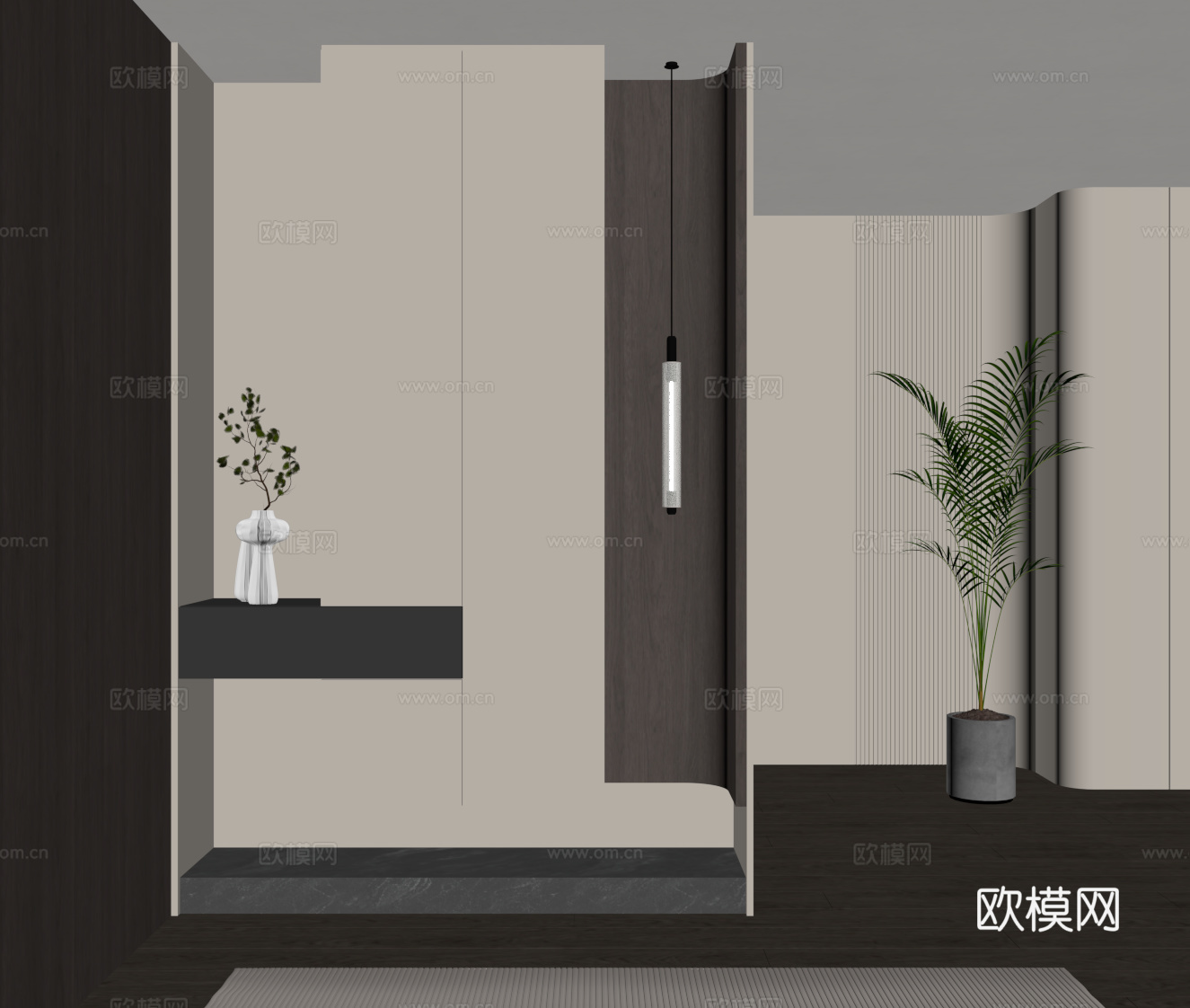 现代意式玄关柜 鞋柜su模型