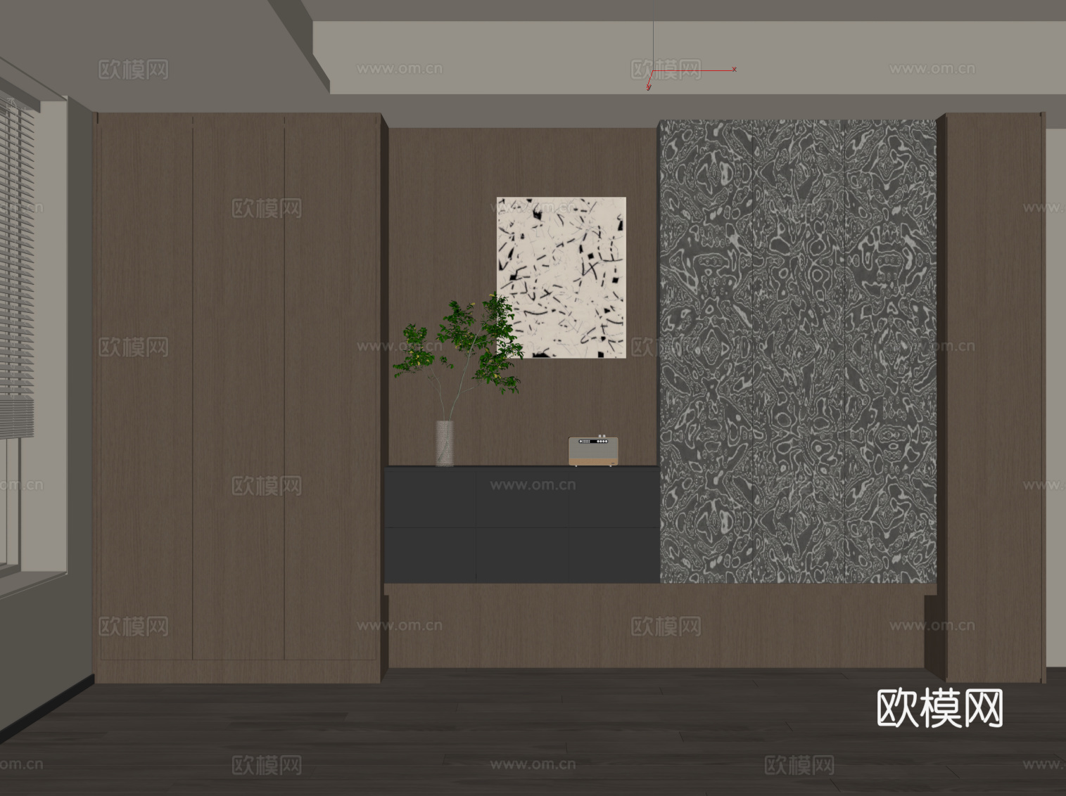 现代意式书柜su模型