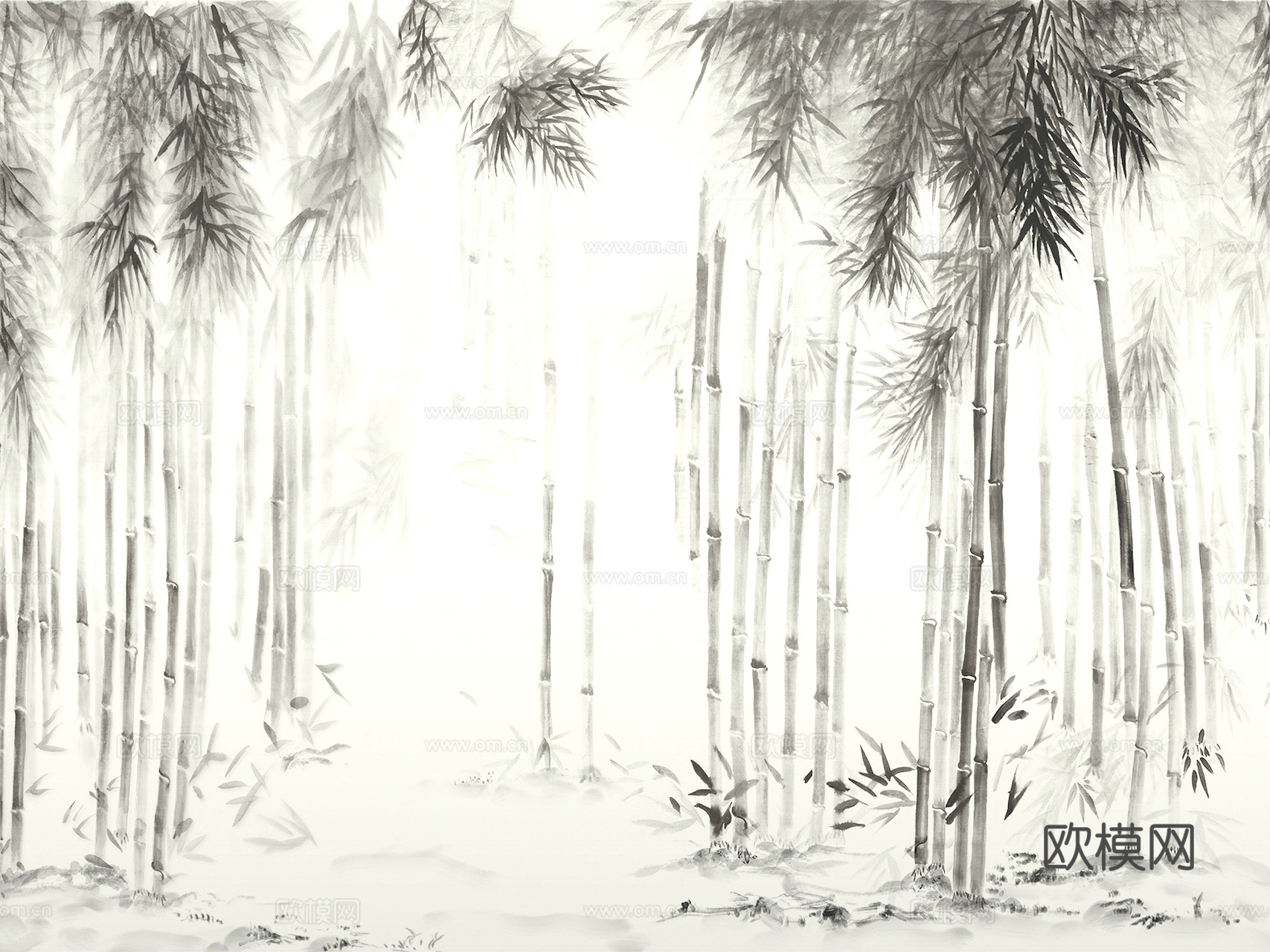 新中式壁纸壁画壁布墙纸墙布云海山水字画花鸟仙鹤荷花花鸟建筑背