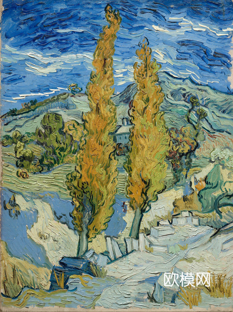 梵高后印象派风景绘画作品，现代世界经典名画210 梵高 Tw