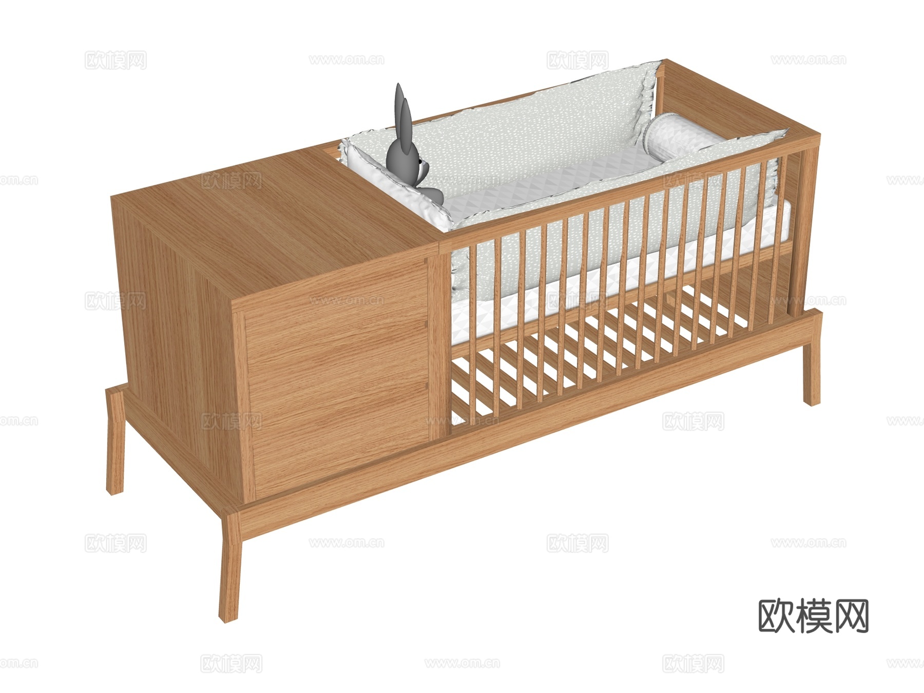 婴儿床 儿童床su模型