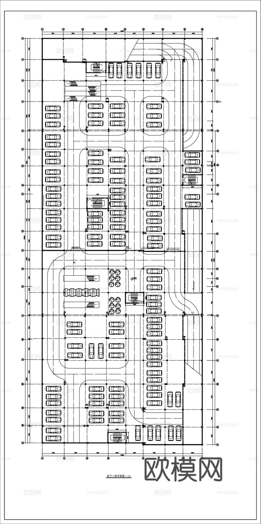 地下车库停车场cad施工图