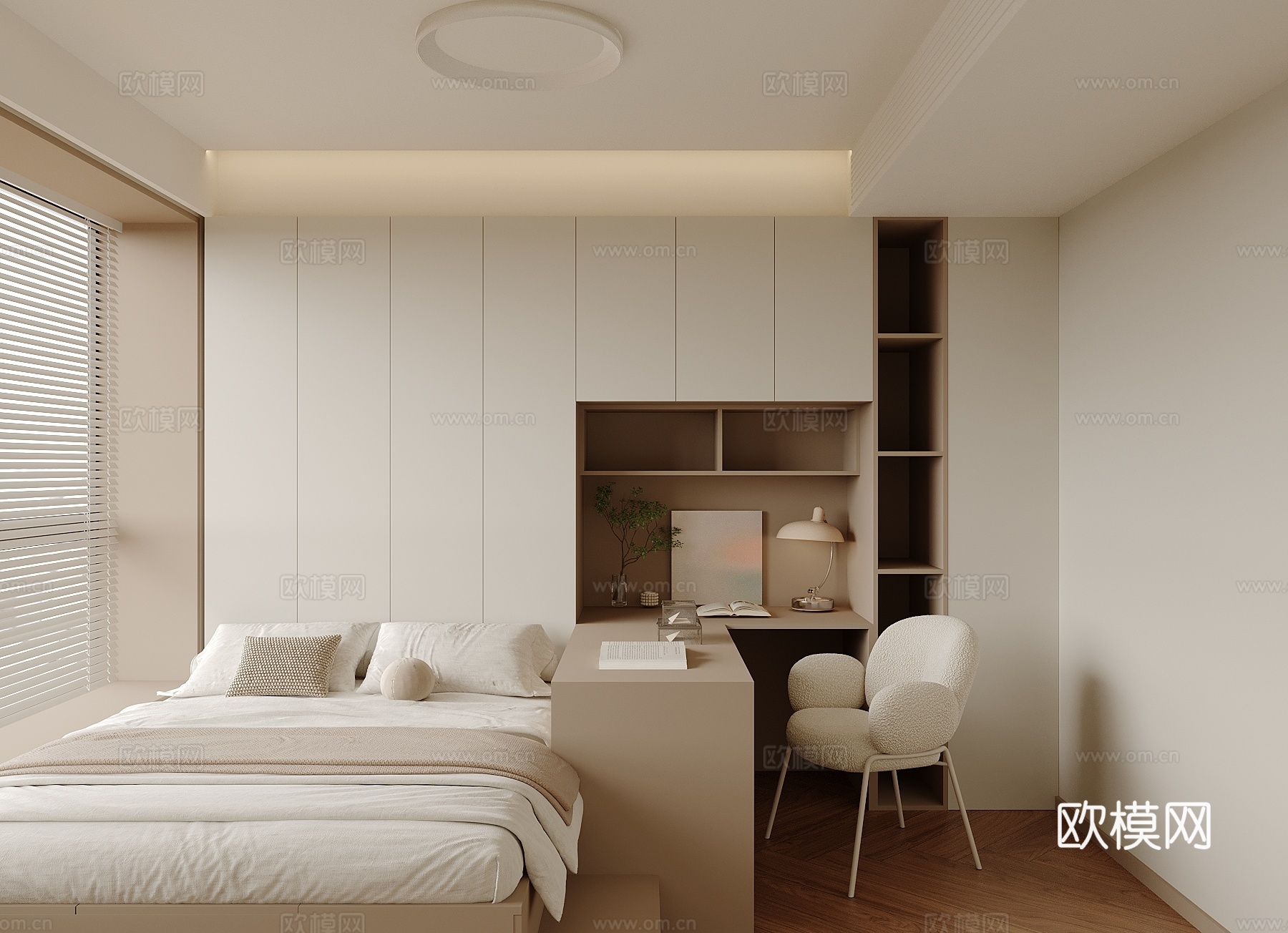 现代榻榻米卧室su模型
