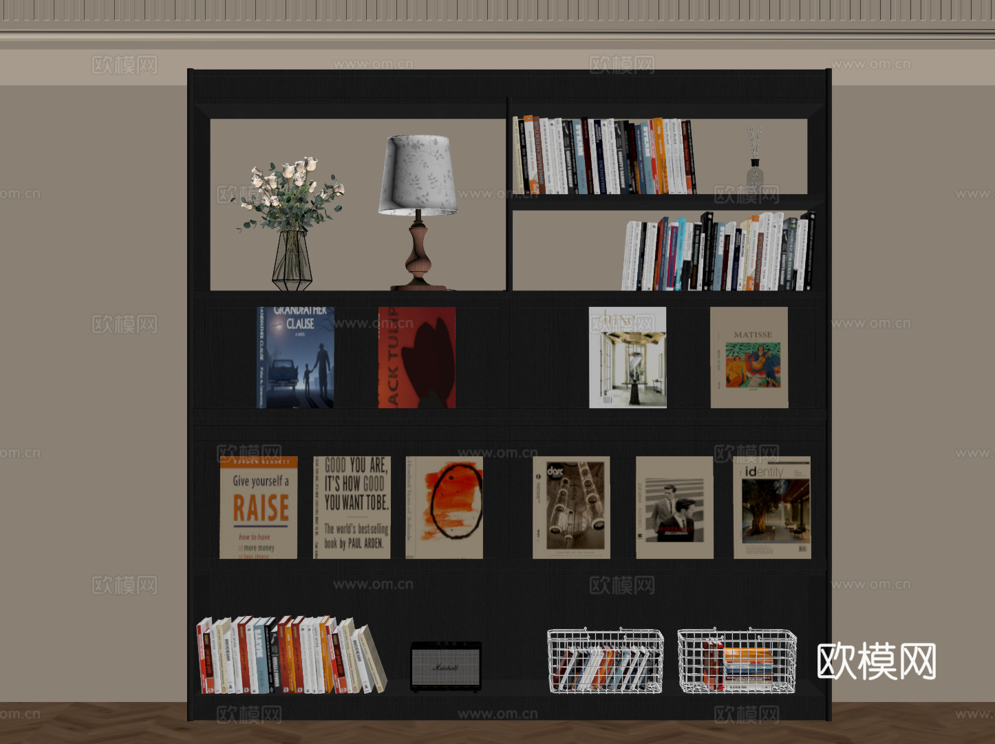 现代法式书柜 书架su模型
