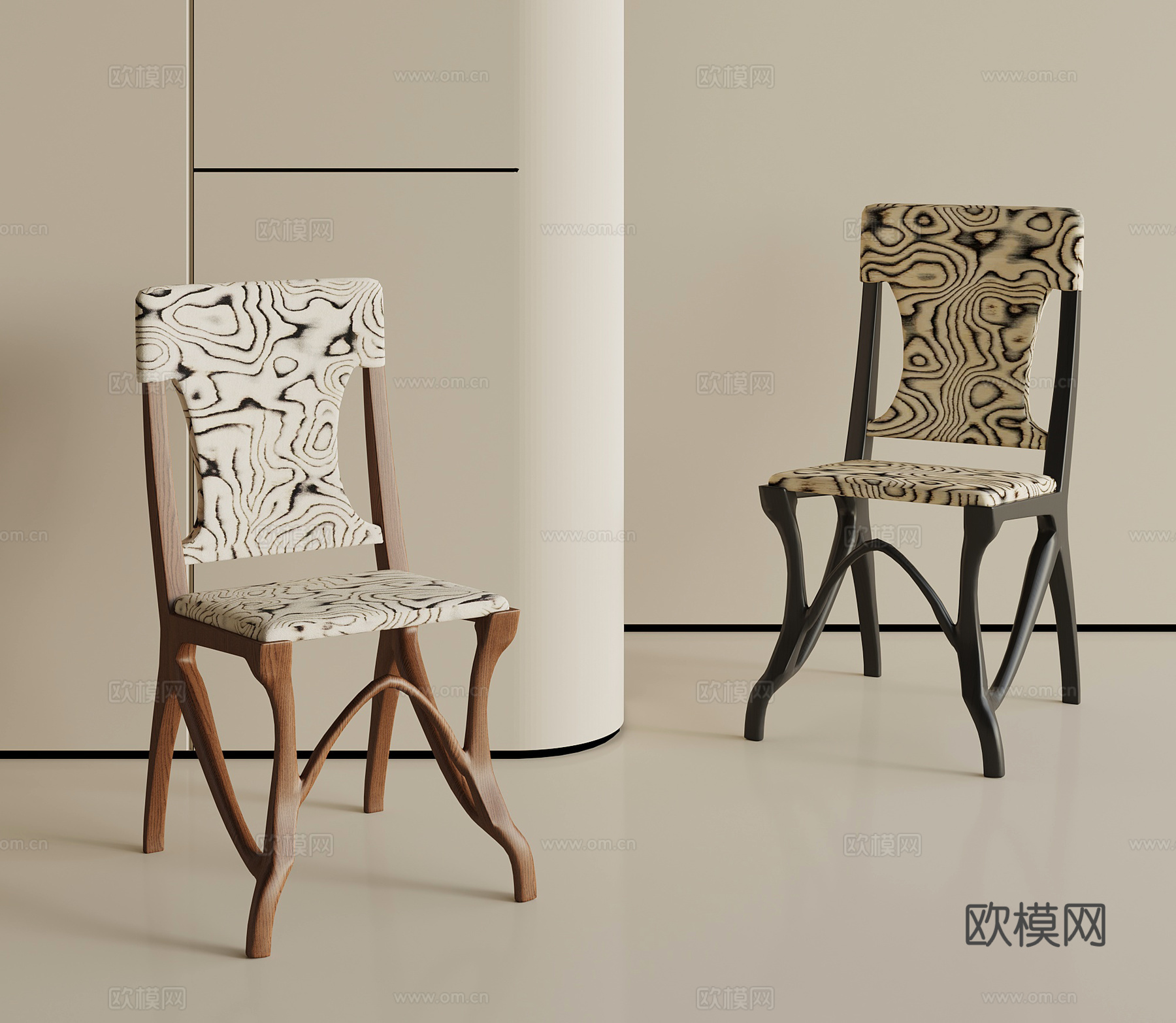 法式中古单椅 餐椅su模型