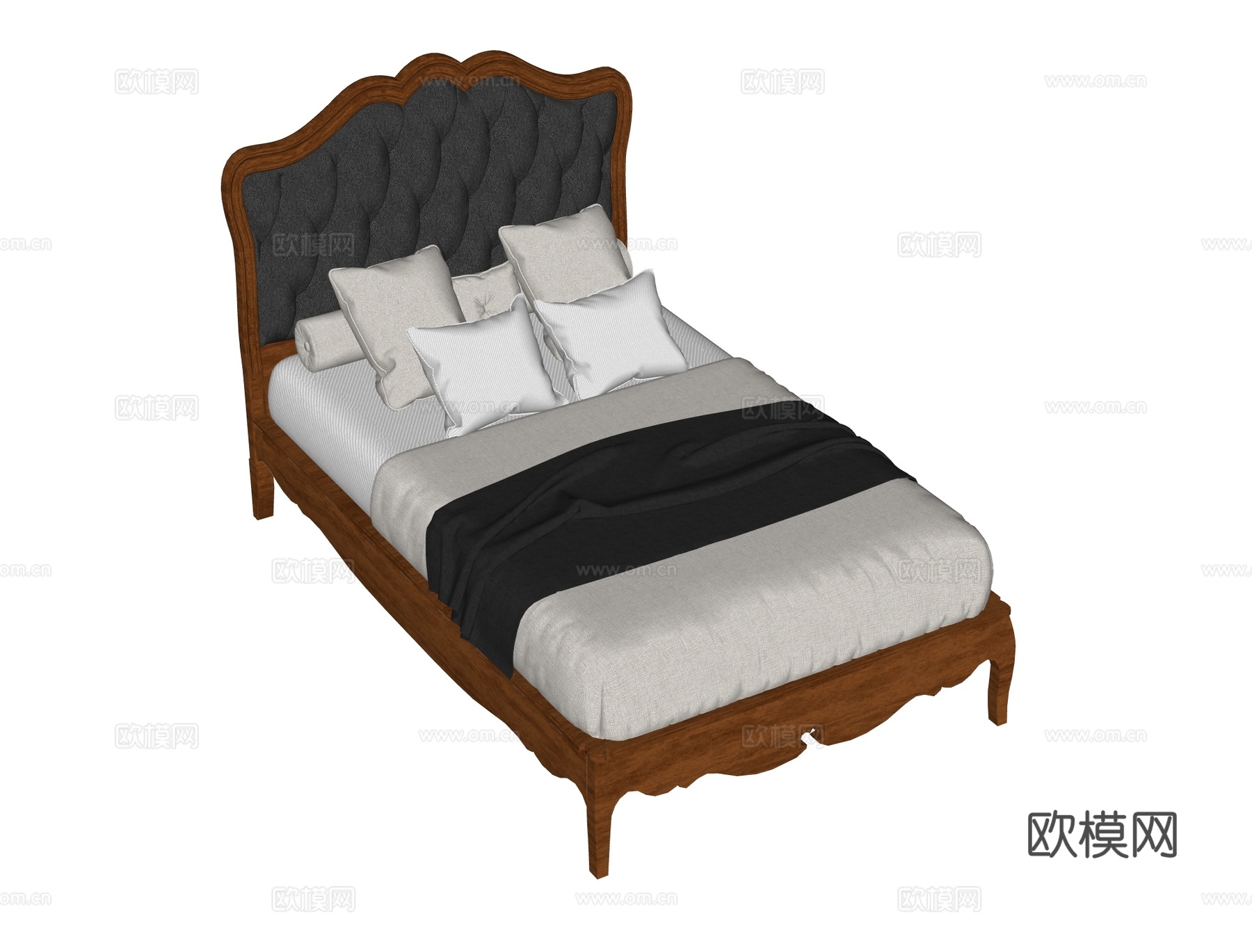 复古欧式床 双人床su模型