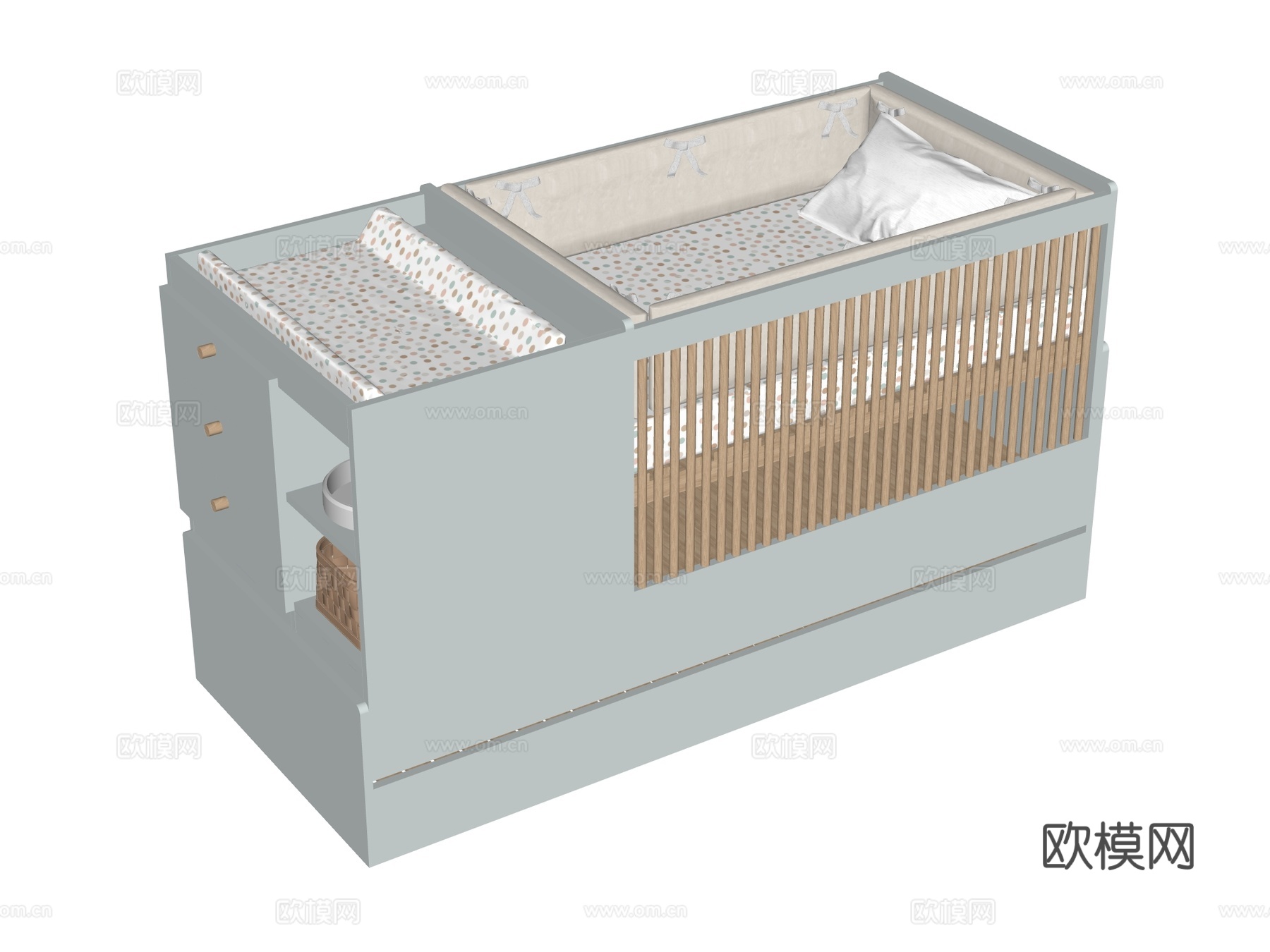婴儿床 儿童床su模型