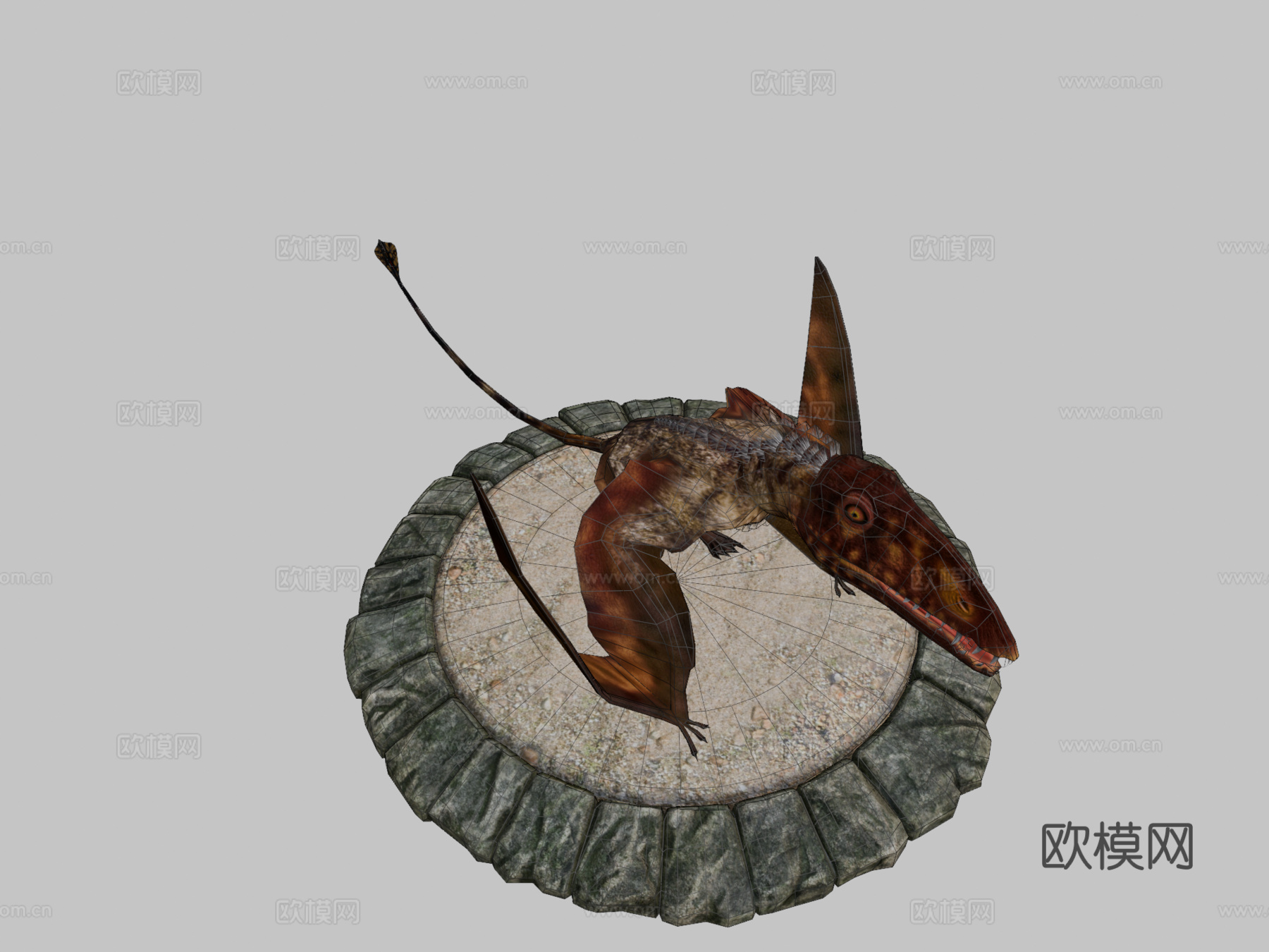 双型齿翼龙3d模型