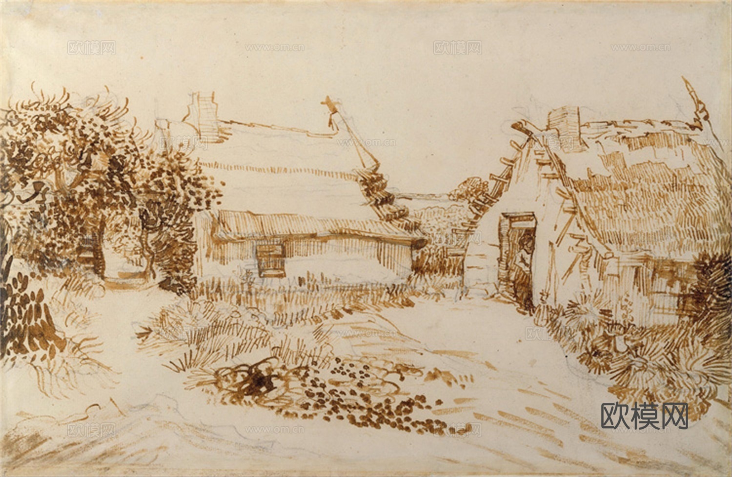 梵高后印象派素描绘画作品，现代世界经典名画601 梵高 Tw