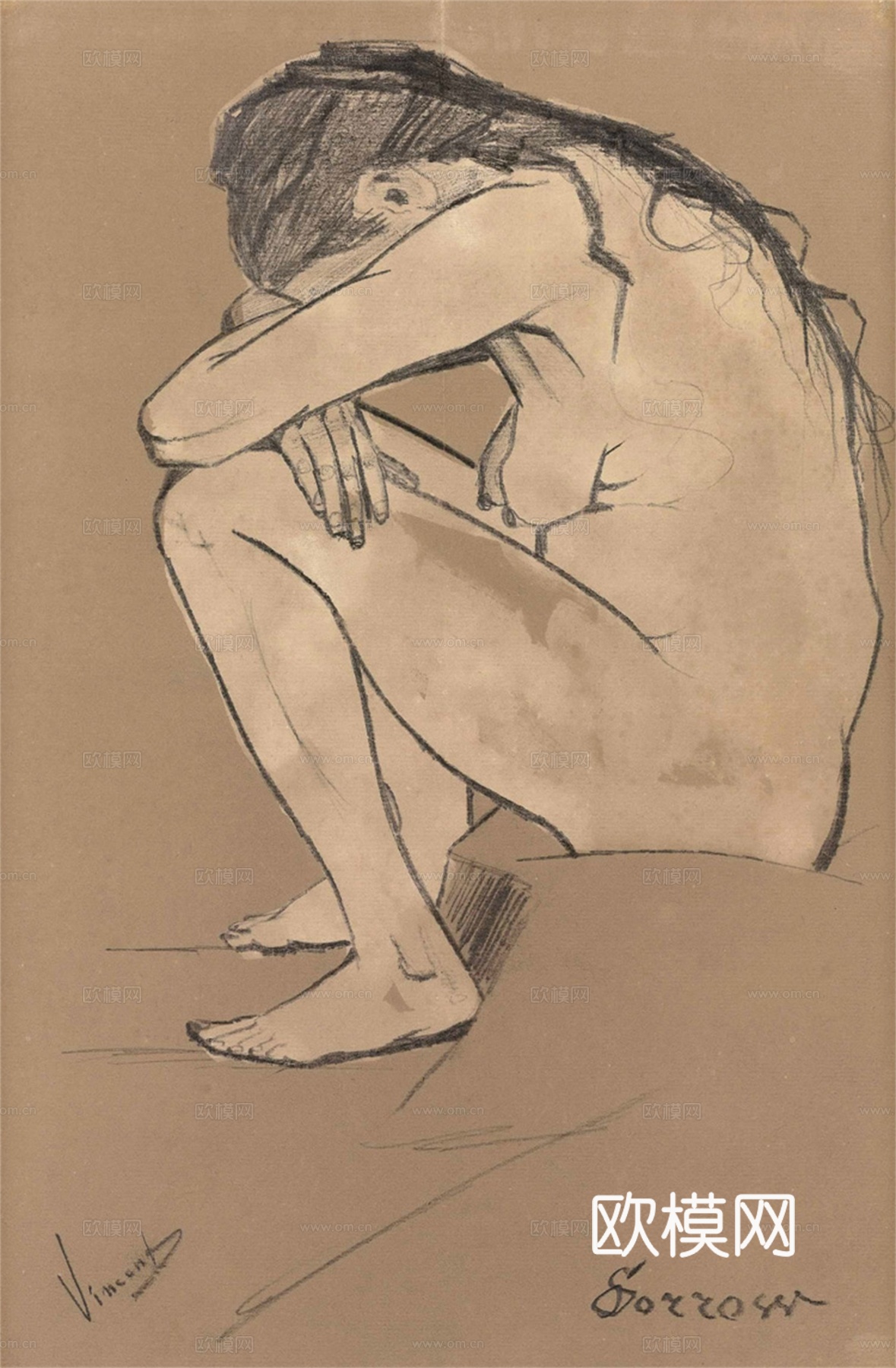 梵高后印象派素描绘画作品，现代世界经典名画613 梵高 VI