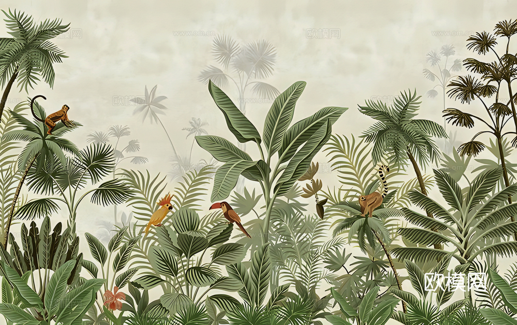 新中式壁纸壁画壁布墙纸墙布云海山水字画花鸟仙鹤荷花花鸟建筑背下载