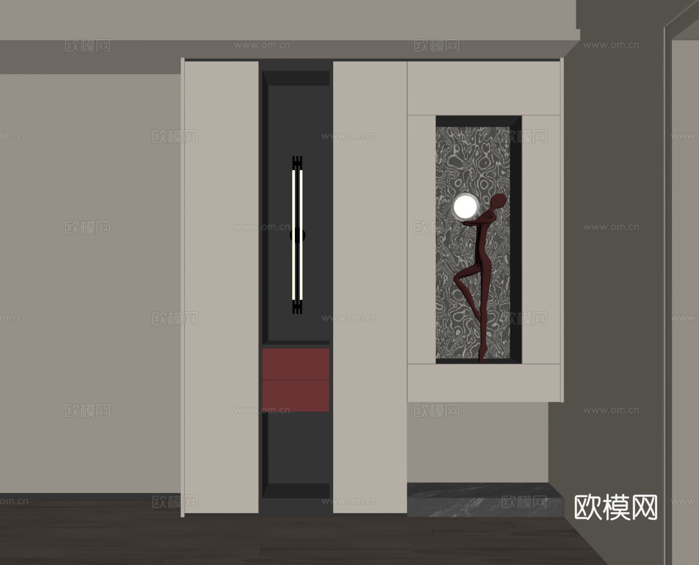 现代意式鞋柜 入户鞋柜su模型