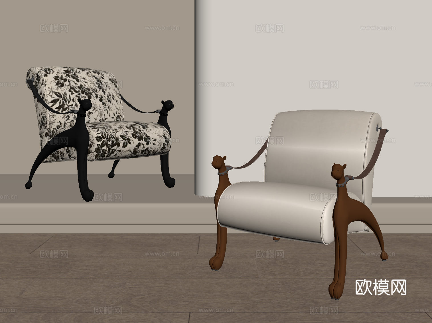 法式中古休闲椅 单椅su模型