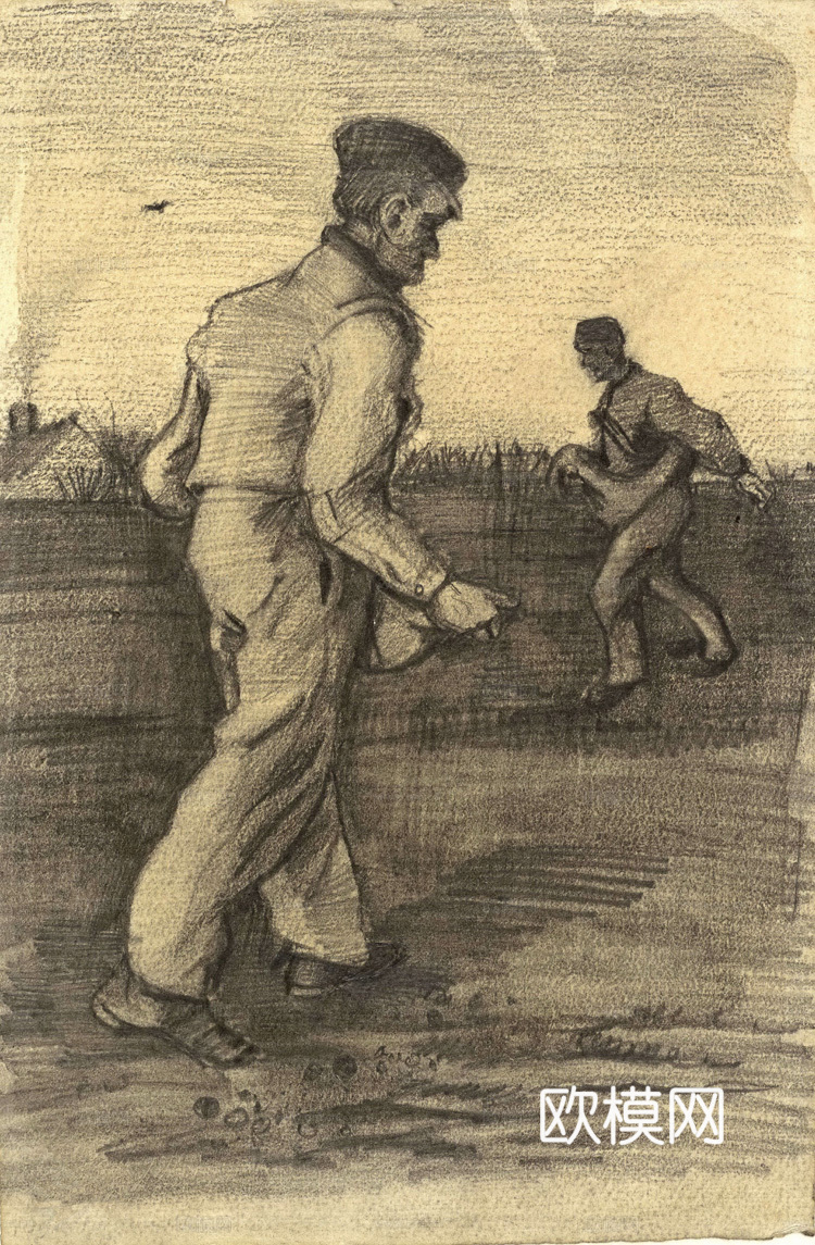 梵高后印象派素描绘画作品，现代世界经典名画602 梵高 Tw