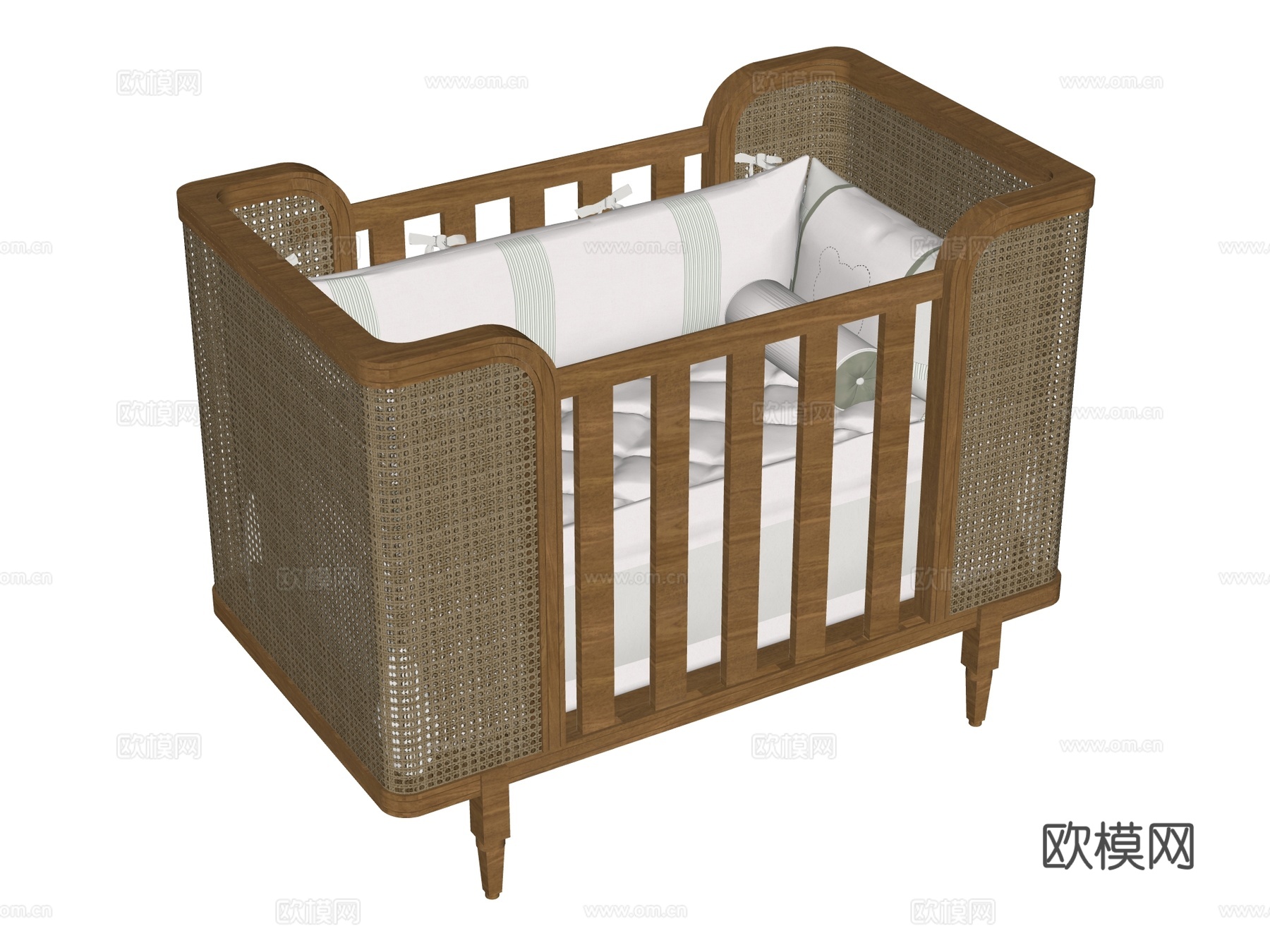 婴儿床 儿童床su模型