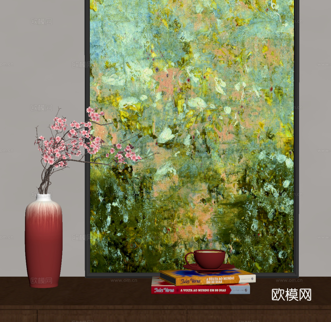 现代混搭风摆件 挂画 花瓶su模型