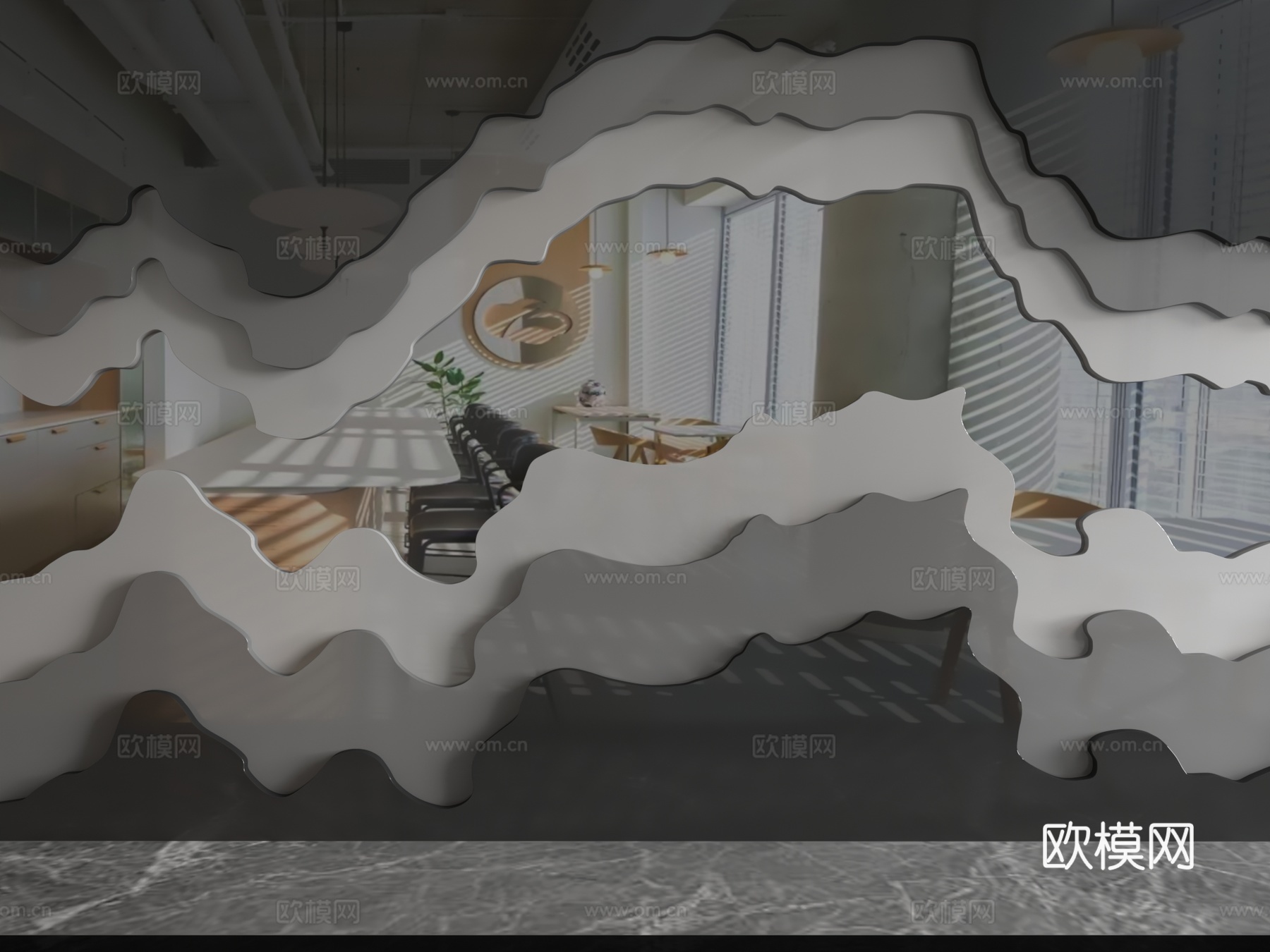 现代背景墙3d模型