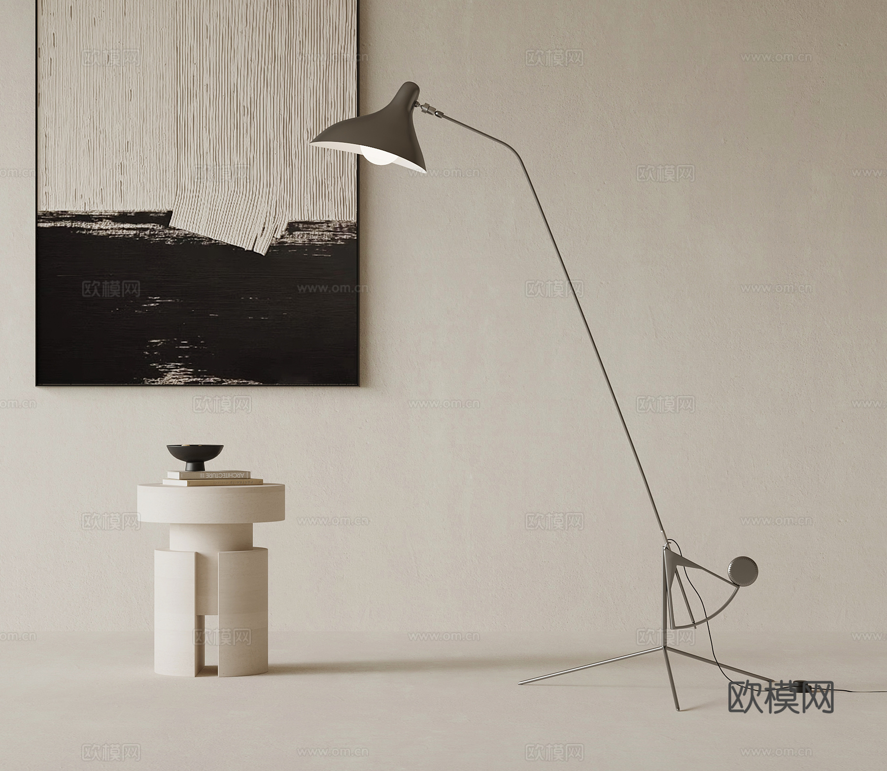 现代意式落地灯 金属落地灯su模型