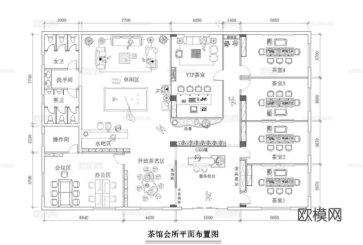 茶艺会所   最新平面施工图合集cad施工图