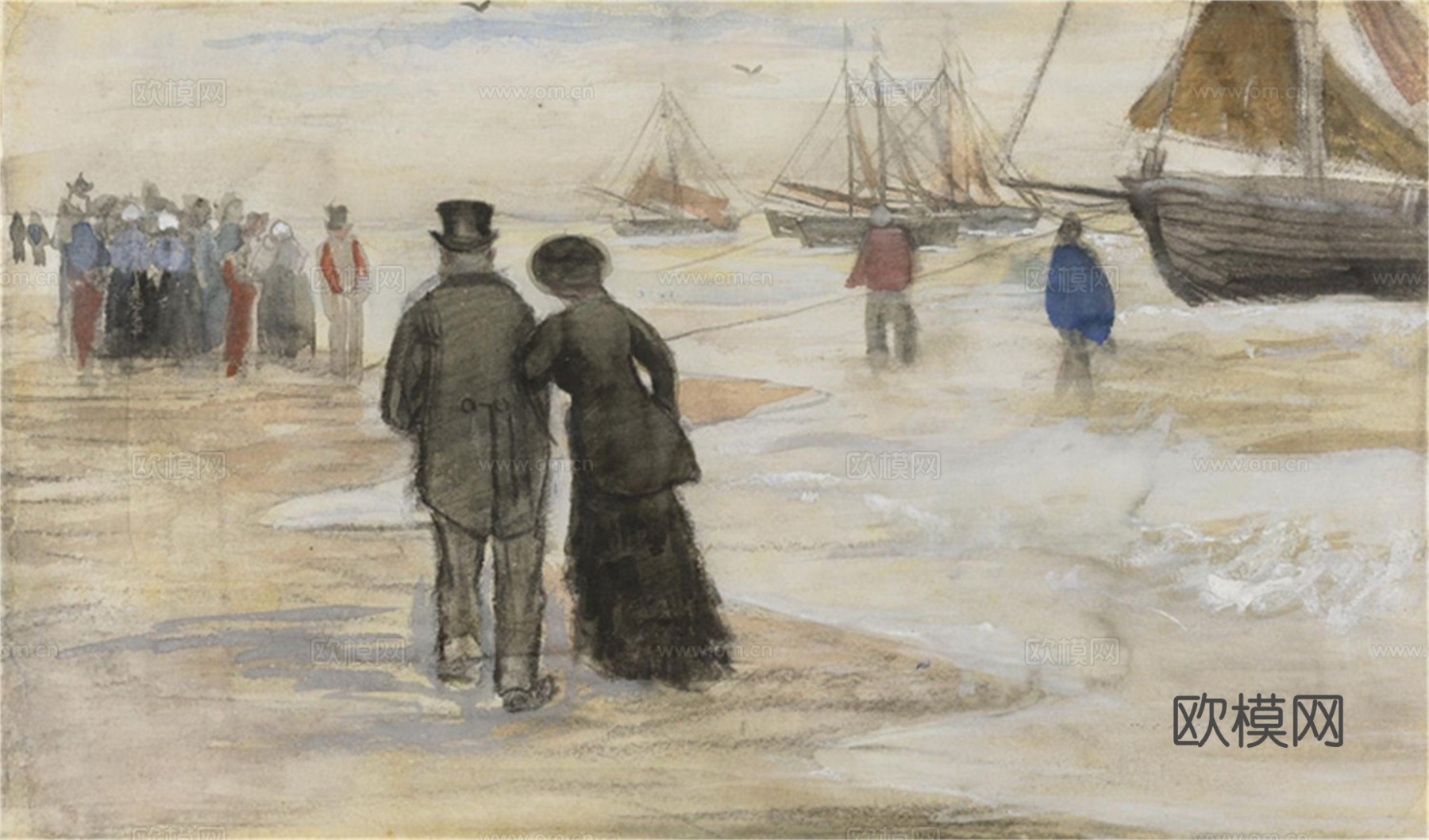 梵高后印象派素描绘画作品，现代世界经典名画584 梵高 TH