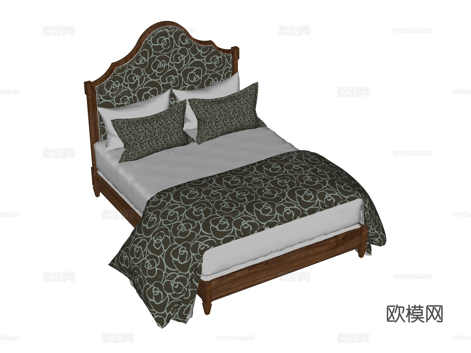 复古欧式床 双人床su模型