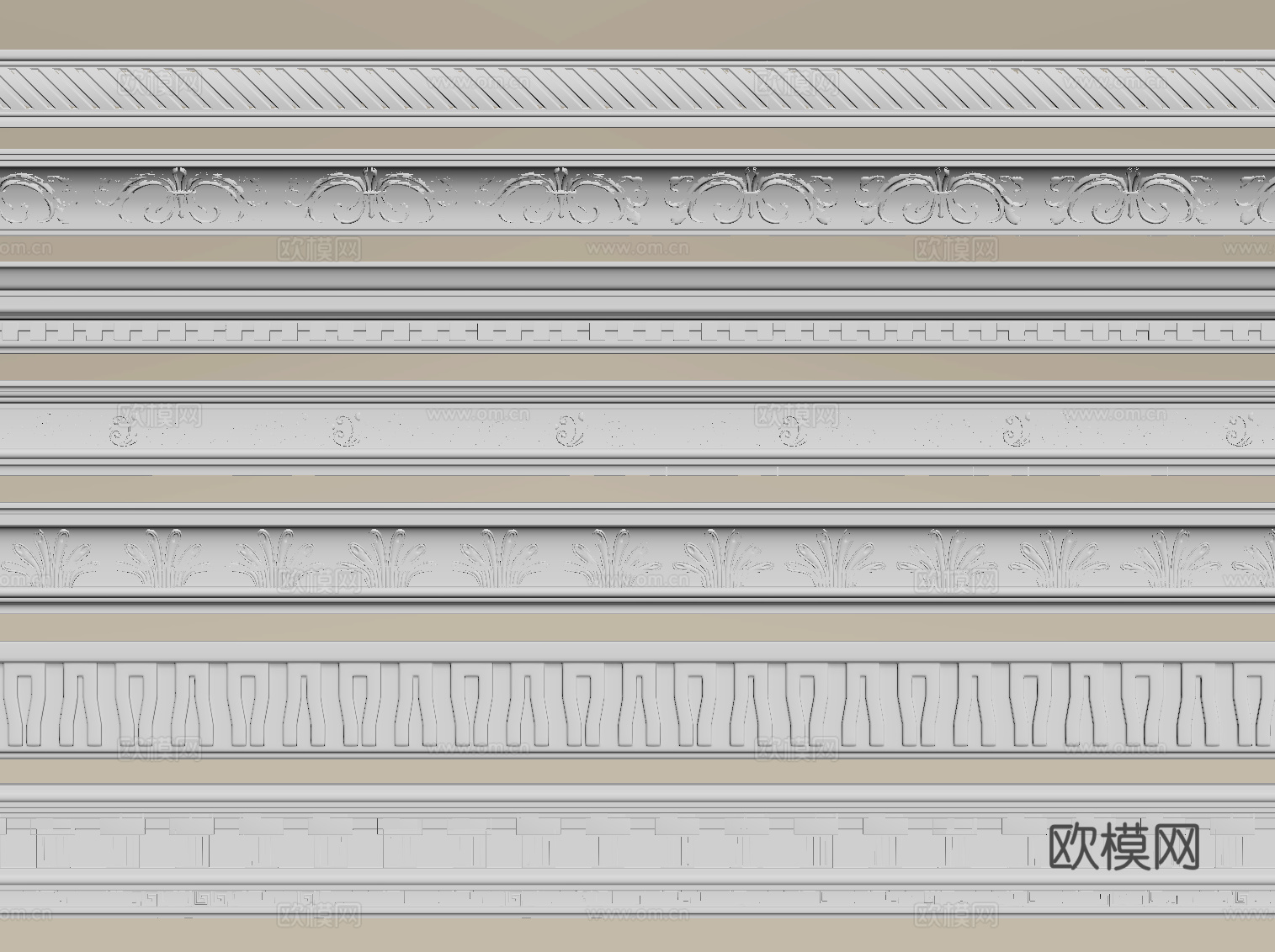 法式复古石膏线 线条su模型