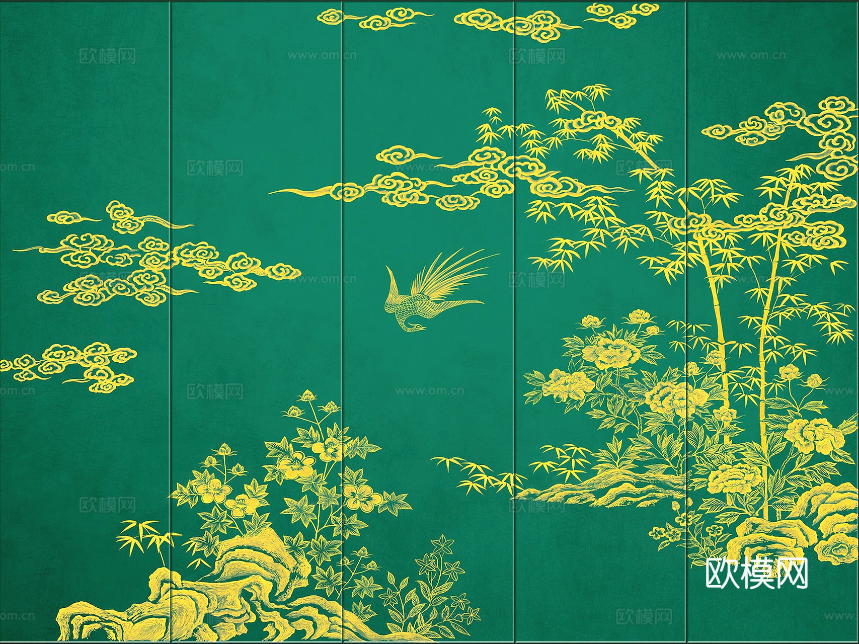 新中式壁纸壁画壁布墙纸墙布云海山水字画花鸟仙鹤荷花花鸟建筑背下载