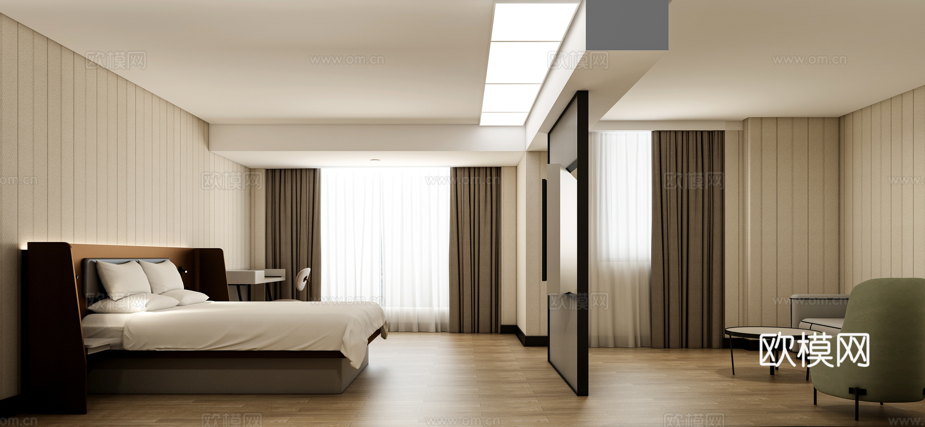 现代酒店客房套房大床房家庭房公寓宿舍汉庭3d模型