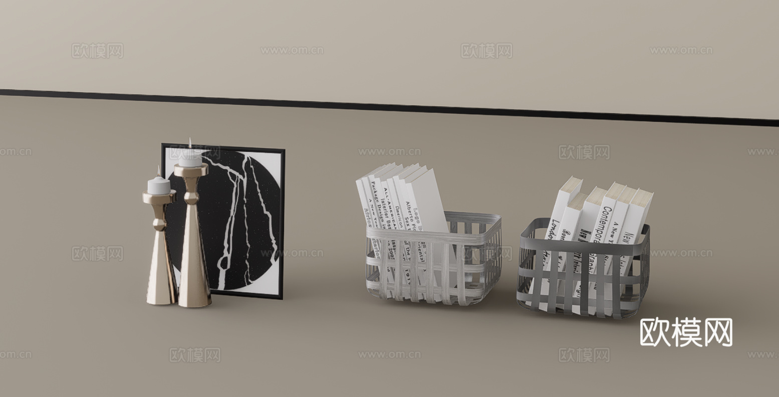 书籍摆件su模型