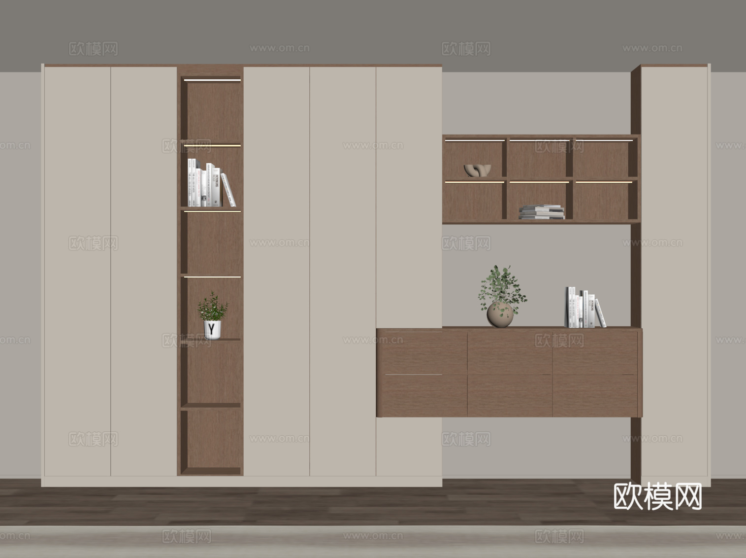 现代简约书柜su模型