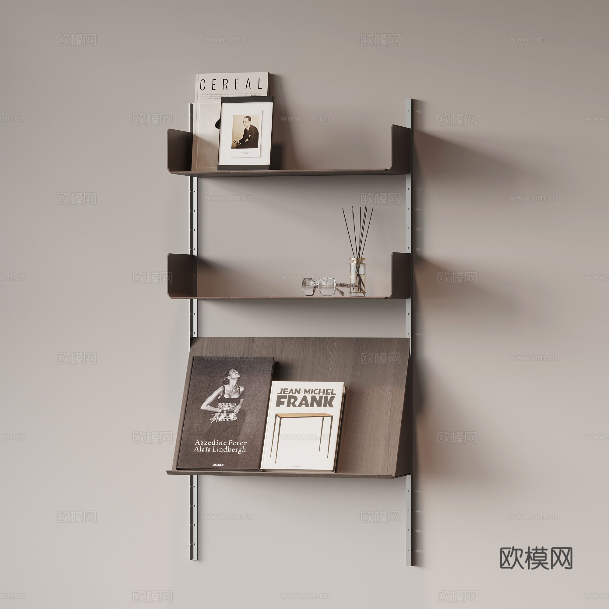 现代意式书架 置物架su模型