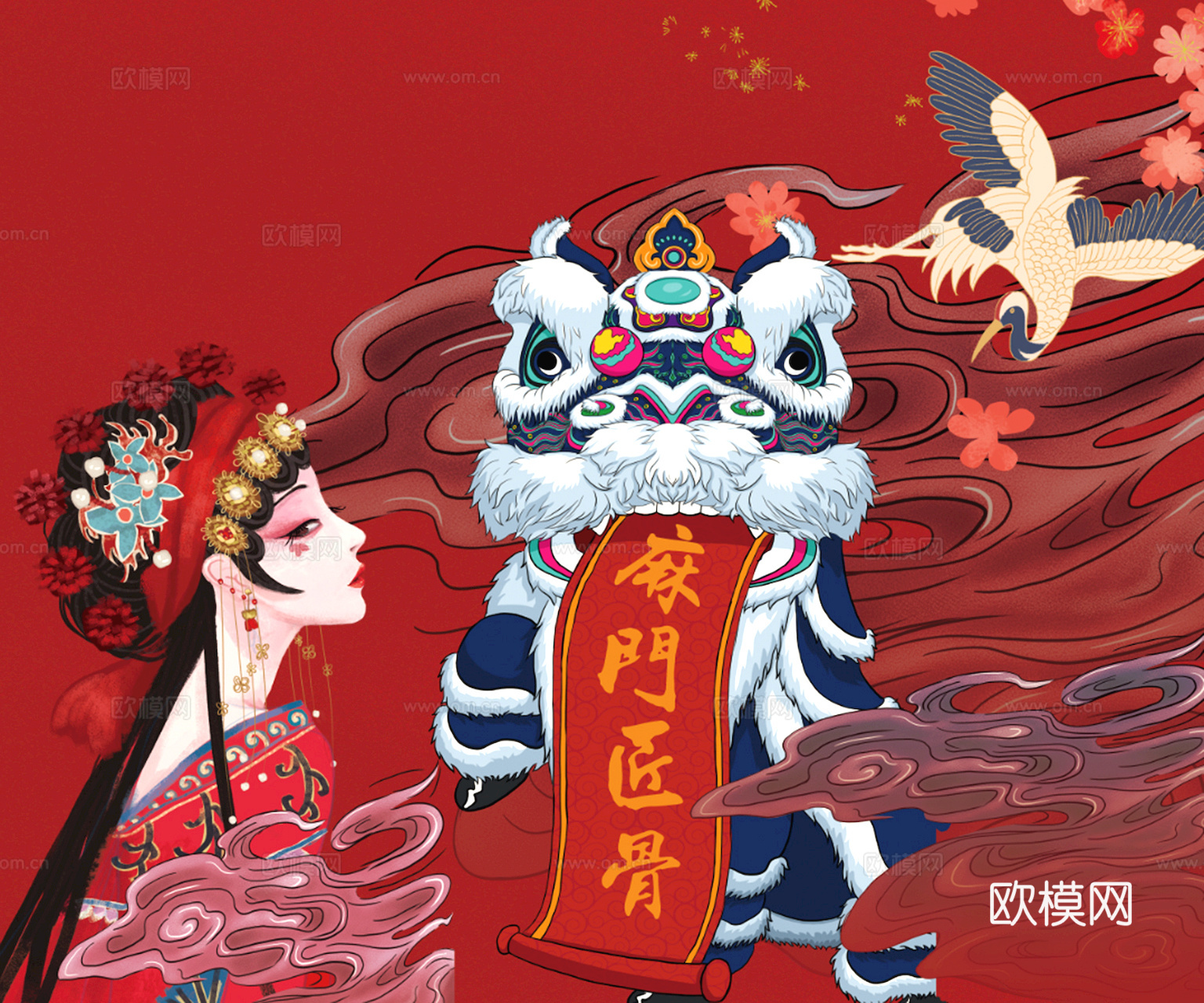 新中式壁纸壁画壁布墙纸墙布云海山水字画花鸟仙鹤荷花花鸟建筑背下载