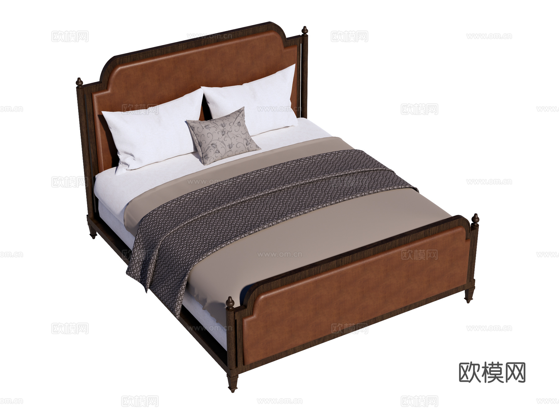 复古欧式床 双人床su模型